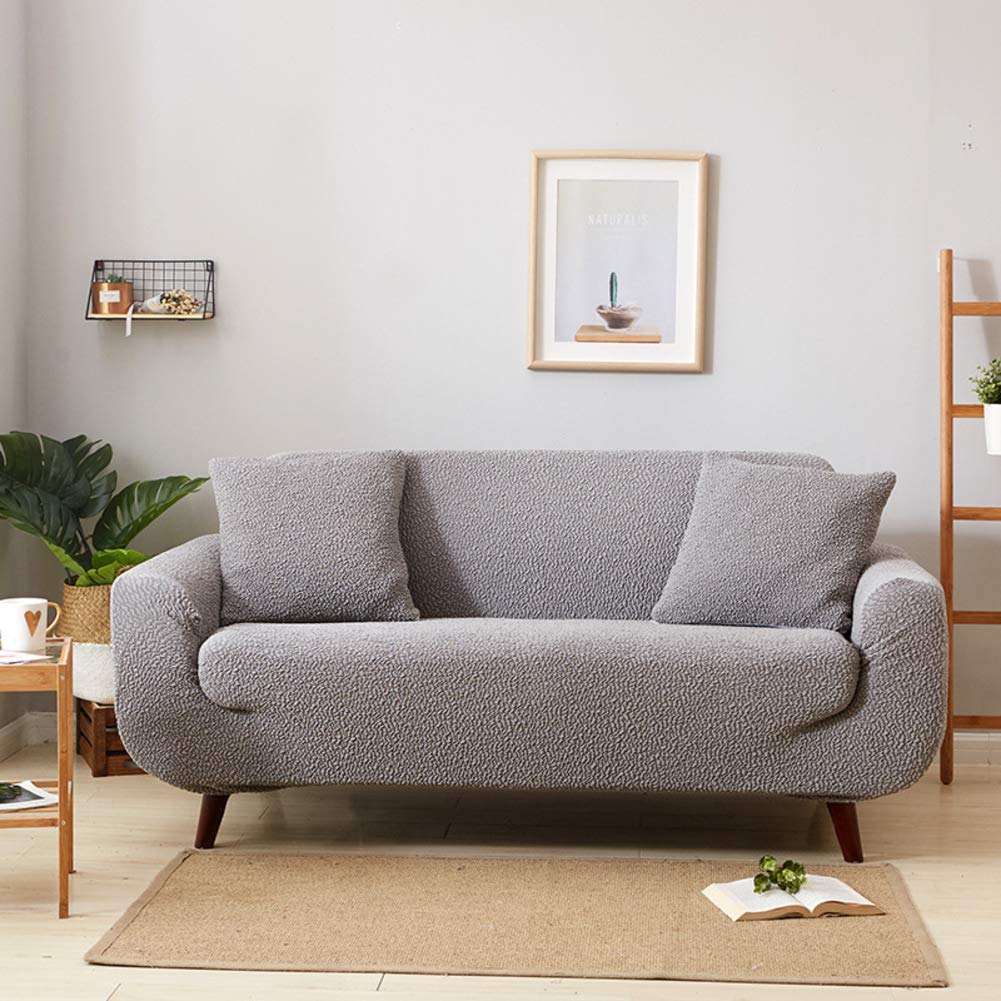 Nileco Stretch Full Cover Sofa Slipcover - Solid Color Couch Protector, Anti-Slip Dustproof Furniture Cover for Living Room - Fits Loveseats 145~185cm (57~73inch) - Perfect for Pet Owners & Family Gatherings