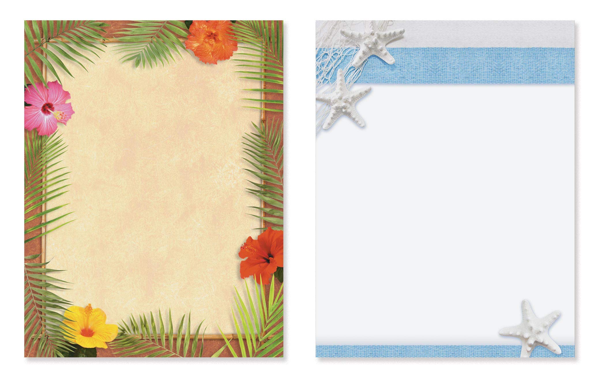 Premium Tropical Ocean Beach Stationery Set - 100 Sheets of 8.5