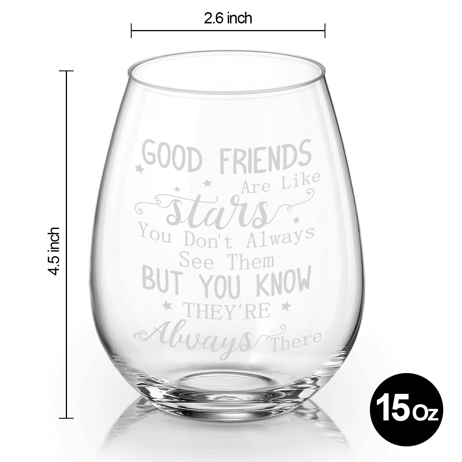 Joymaking 15 oz Stemless Wine Glass - Best Friend Birthday Gifts for Women, Friendship Gifts for Her, Christmas & Graduation Presents - Perfect for Wine Nights, Celebrations & Thoughtful Gifting