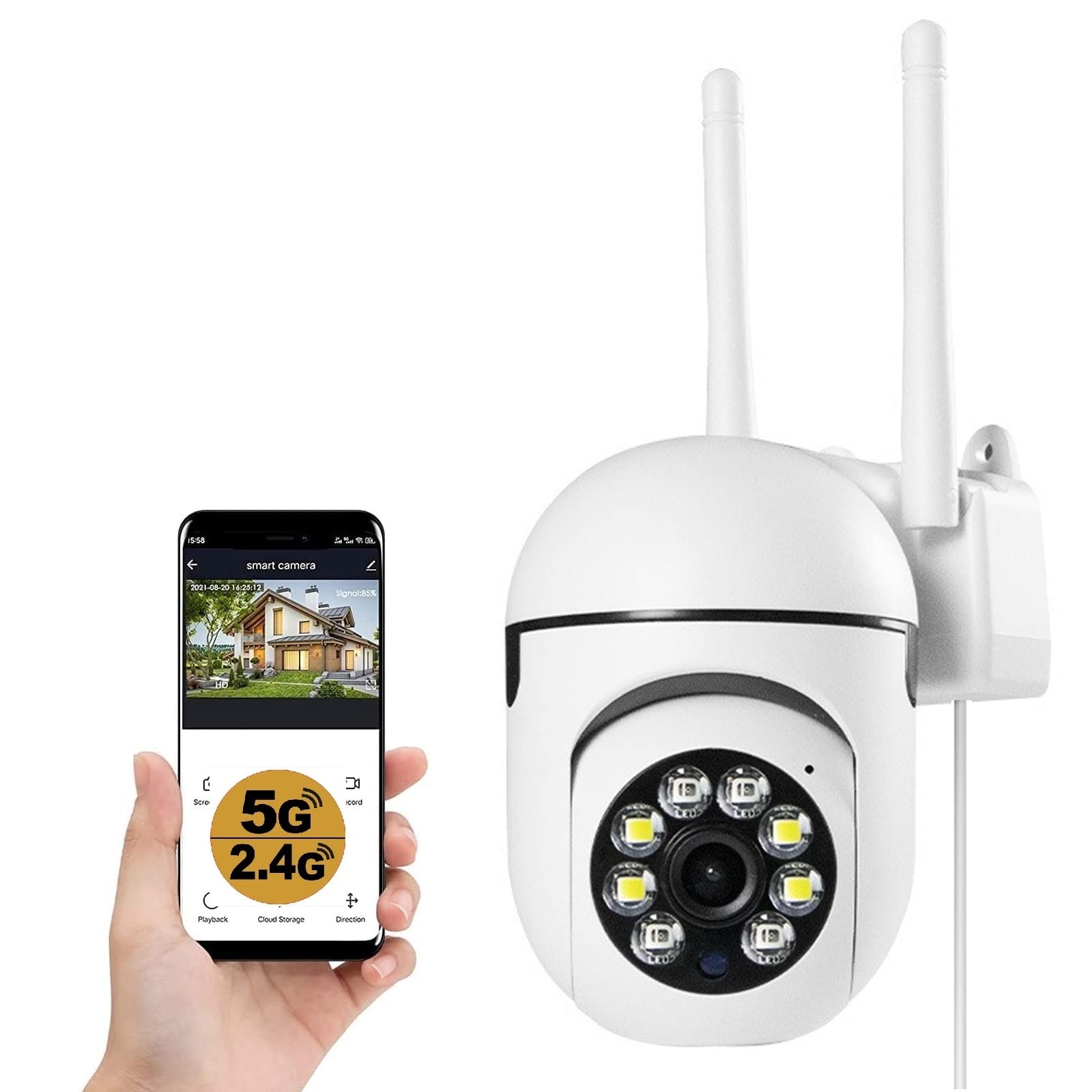 2.4GHz & 5GHz WiFi Security Camera - 1080P HD Dome Surveillance Camera with 360° View, Night Vision, Motion Detection & 2-Way Audio - Waterproof Outdoor/Indoor Home Security Camera (1 Pack) - Perfect for Baby Monitoring, Pet Watching & Property Protection (7x4x2.7 inches)