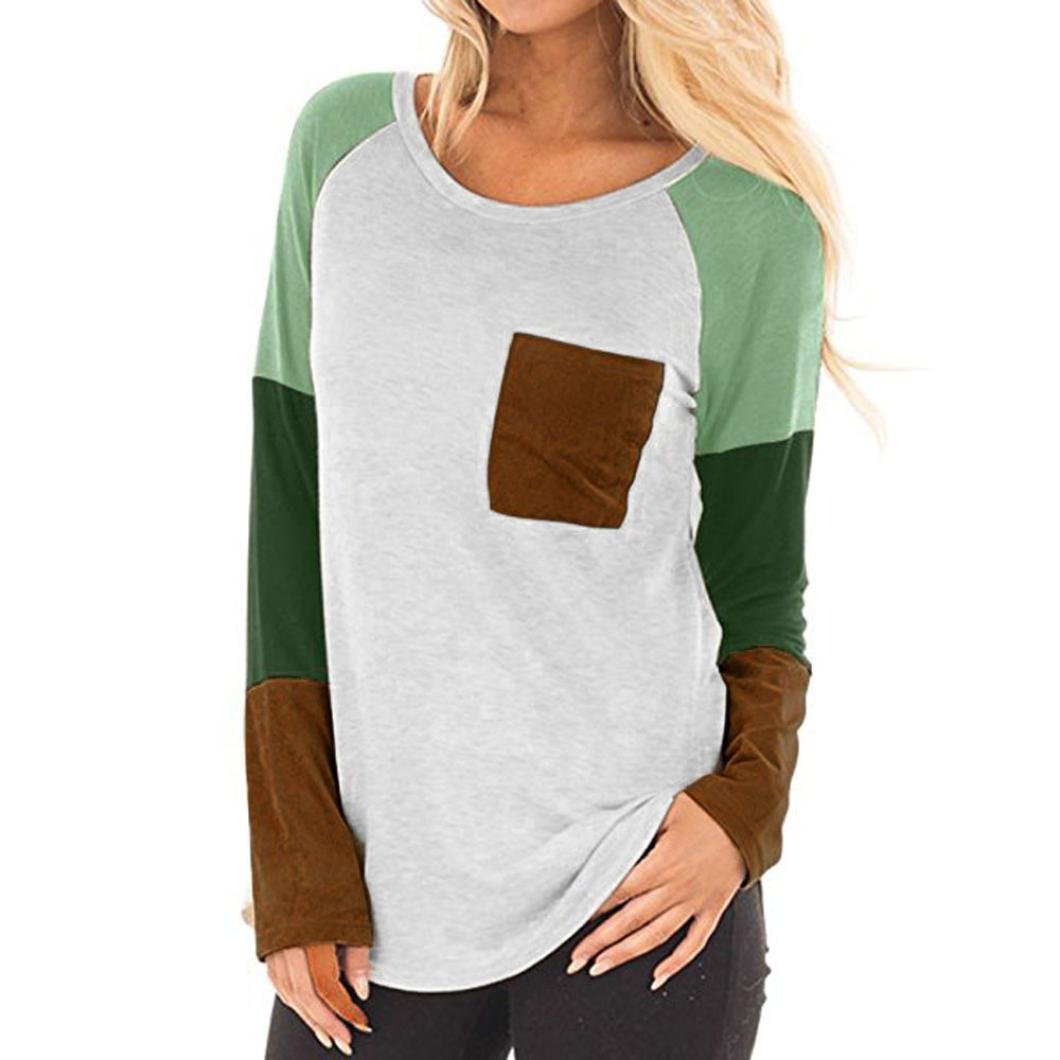 Stylish Women's Casual Patchwork Tunic Blouse with Pockets - Comfortable Forthery Fashion Top for Everyday Wear (Green, XL) | Perfect for Office, Weekend Outings & Spring Summer Outfits