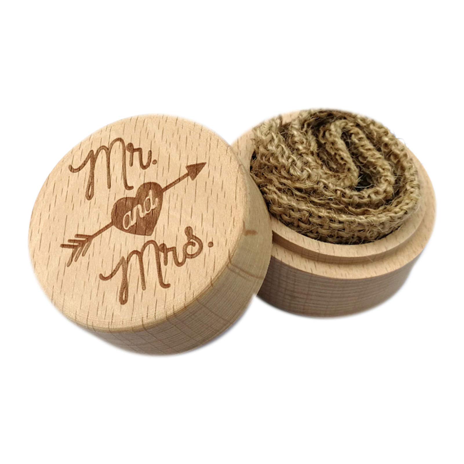 Engraved Wooden Ring Box for Proposal, Wedding & Jewelry Storage - Elegant Round Carved Display Case with Lid for Rings, Watches & Accessories - Perfect Gift for Valentine's Day, Birthday & Anniversaries - JM01520