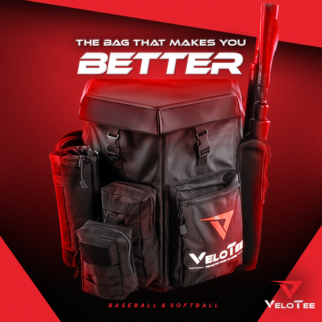 VeloTee 2.0 Baseball & Softball Bat Bag with Adjustable Batting Tee - Durable Sports Equipment for Training & Games - Perfect for Baseball Players & Coaches