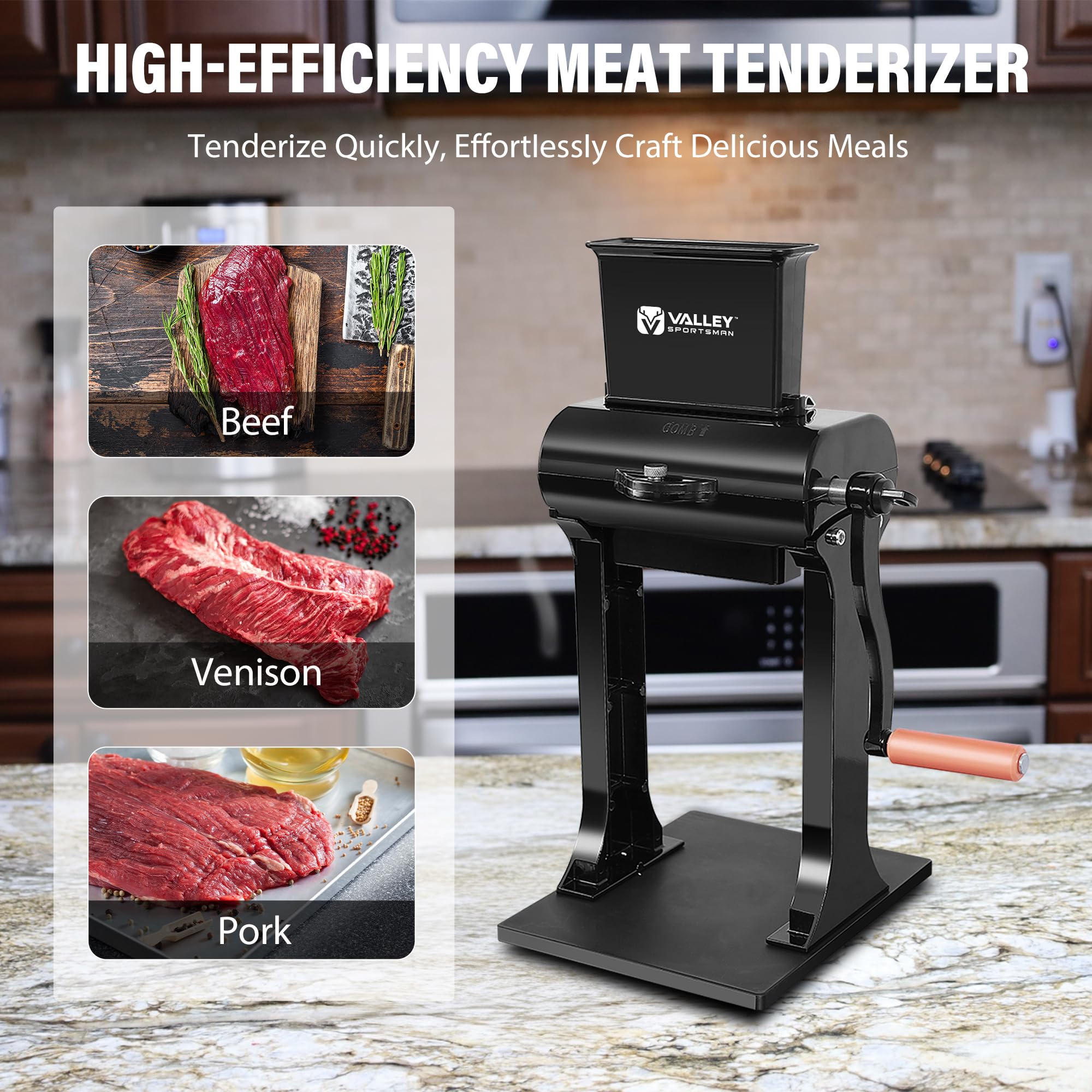 Premium Stainless Steel Manual Meat Tenderizer - Heavy Duty Meat Cuber Tool for Beef, Chicken, Pork | Perfect for Home Cooking, BBQ Grilling & Restaurant Use