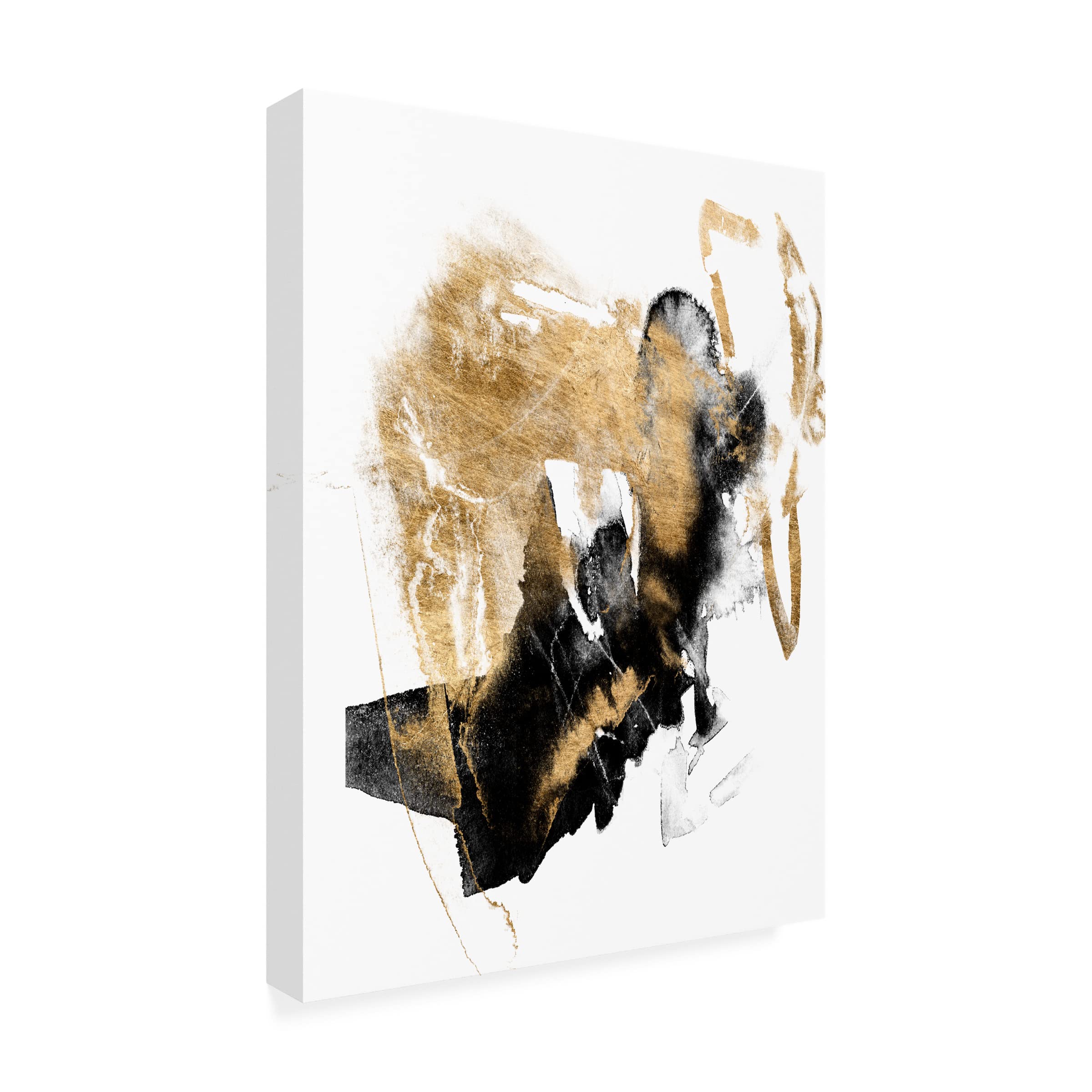 Jennifer Goldberger 'Black And Gold Splash I' Modern Abstract Canvas Wall Art - Perfect for Living Room, Bedroom & Office Decor