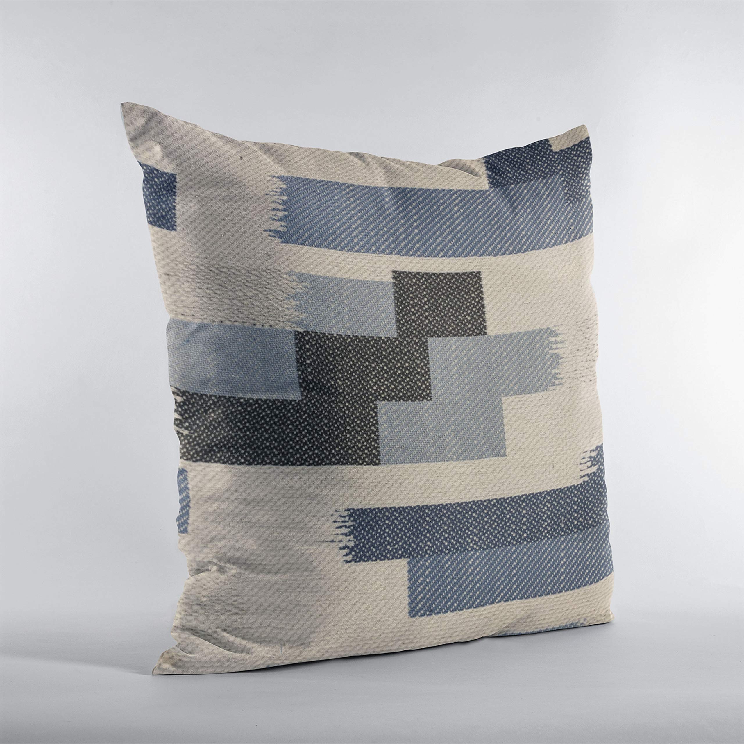 Luxury Blue Plutus Blocks Stripe Throw Pillow 20x30 Inches - Double Sided Decorative Cushion Cover for Sofa, Bed, Living Room & Home Decor