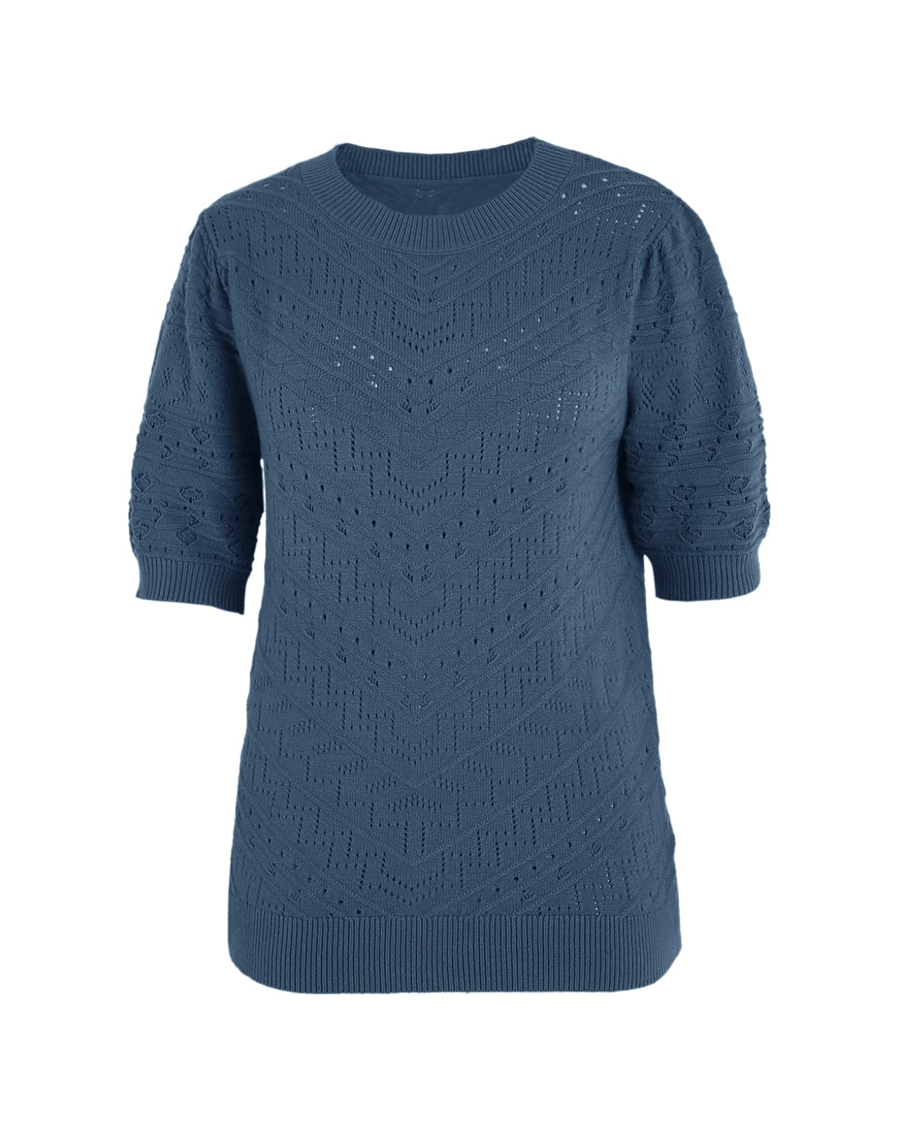 Women's Summer Short Sleeve Knit Pullover Sweater - Cute Dot Pattern Blouse for Casual Wear & Office Outfits