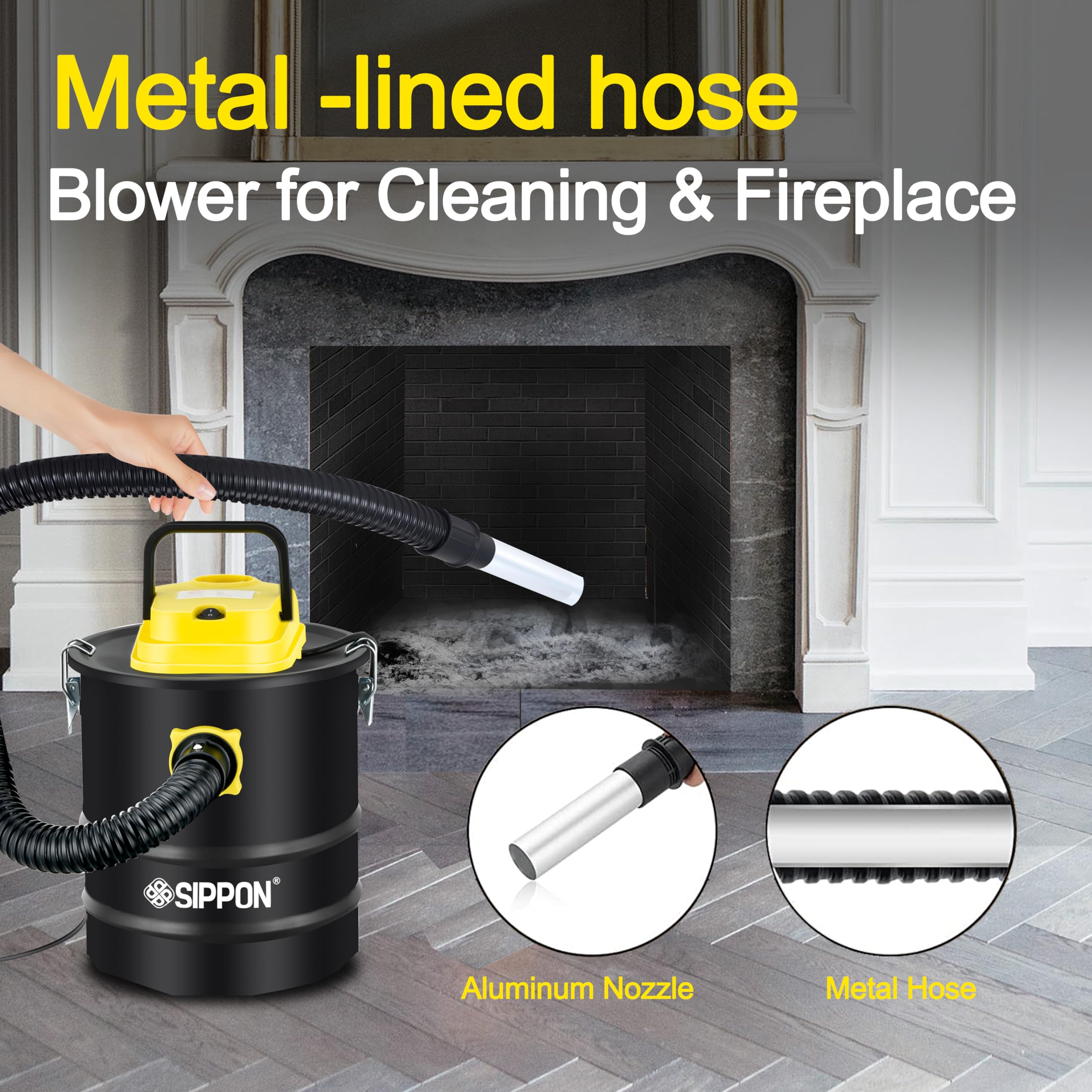 800W Powerful Ash Vacuum Cleaner with Blower Function - 2.6 Gallon All-in-One Pellet Stove Vacuum for Fireplaces, Wood Stoves & BBQ - Ideal for Home Heating Maintenance & Fireplace Cleaning
