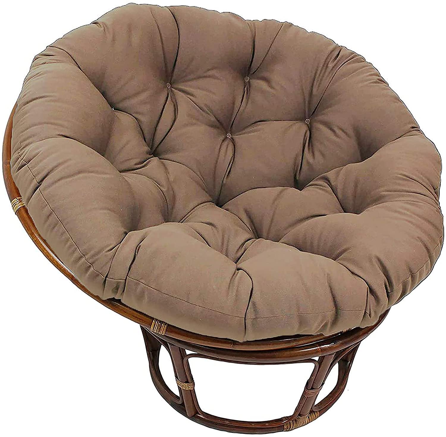 QF-wofo Saucer Chair Cushion Pad - Extra Thick & Soft Papasan Chair Cushion for Indoor/Outdoor Use - 47.2 x 47.2 Inch Moon Chair Pad (Brown) - Perfect for Bedroom, Living Room, Patio & Hammock Swings (Cushion Only)