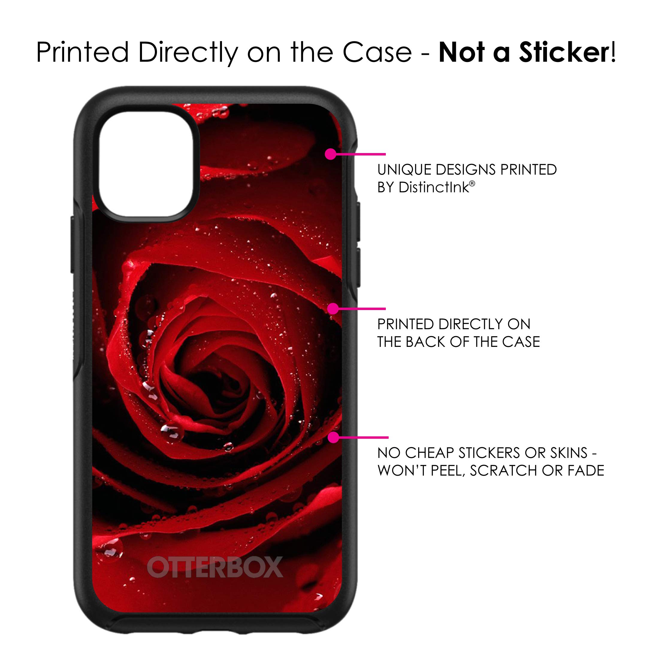 DistinctInk iPhone 11 Pro MAX Case (6.5 Inch) - Shockproof Protective Cover with Red Rose Design - Durable Replacement for OtterBox Symmetry - Perfect for Everyday Use, Travel & Outdoor Activities