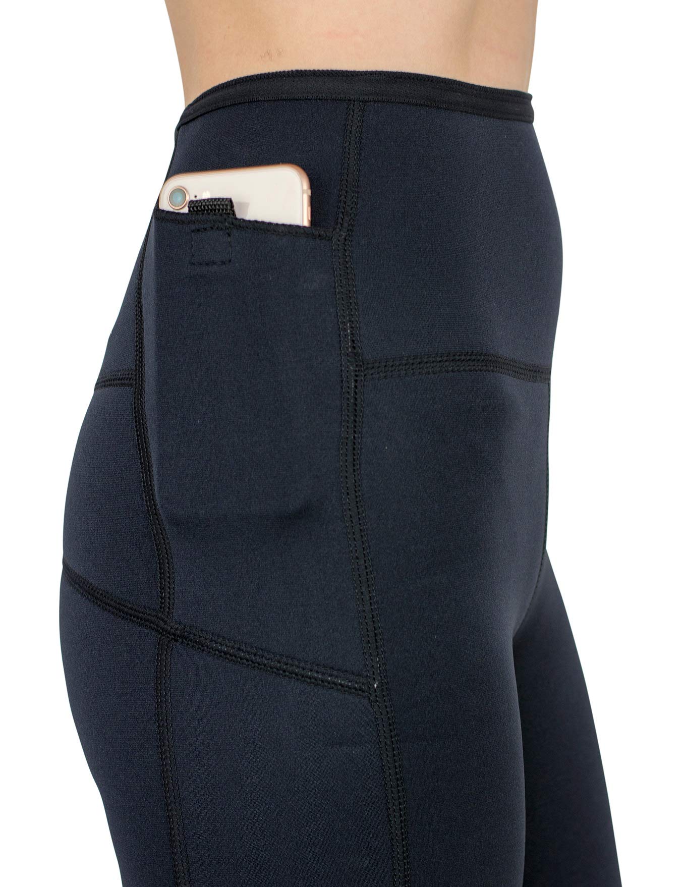 Delfin Spa Women's Neoprene Workout Capris - Thermal Heat Retention, High Waist Yoga Pants for Gym, Running & Fitness Training - Perfect for Cold Weather Workouts & Postpartum Recovery