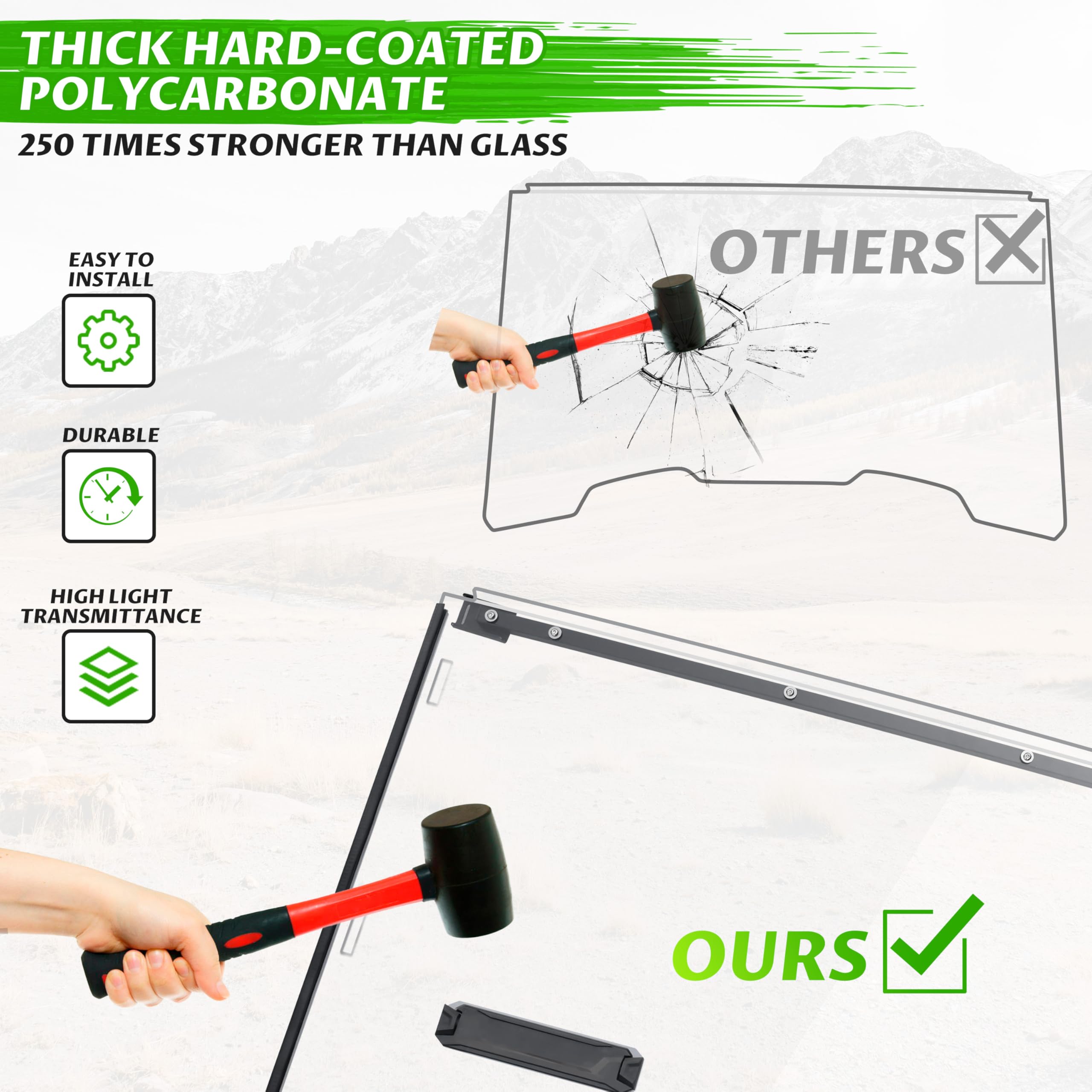 SAUTVS Clear Scratch-Resistant Hard Coat Poly Vented Full Windshield for Honda Pioneer 700-2 / 700-4 (2014-2025) | Durable Front Windscreen for Honda Pioneer 700 2P & 4P Models | Perfect for Off-Roading, Hunting & Farm Work