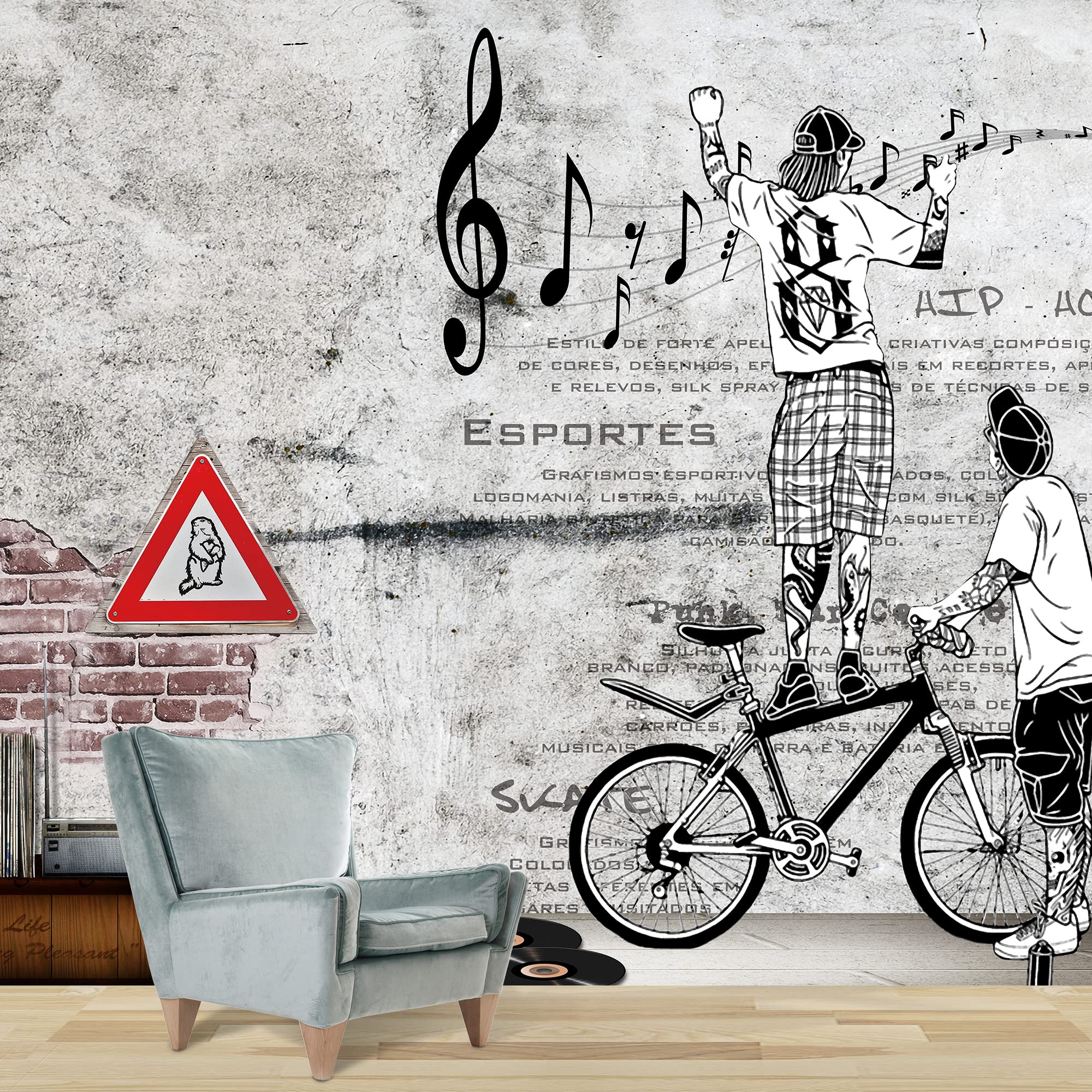 Abstract Banksy Street Art Removable Wallpaper - Peel and Stick Wall Murals for Bedroom (66x96 inches) | Modern Home Decor, Living Room & Office Wall Stickers
