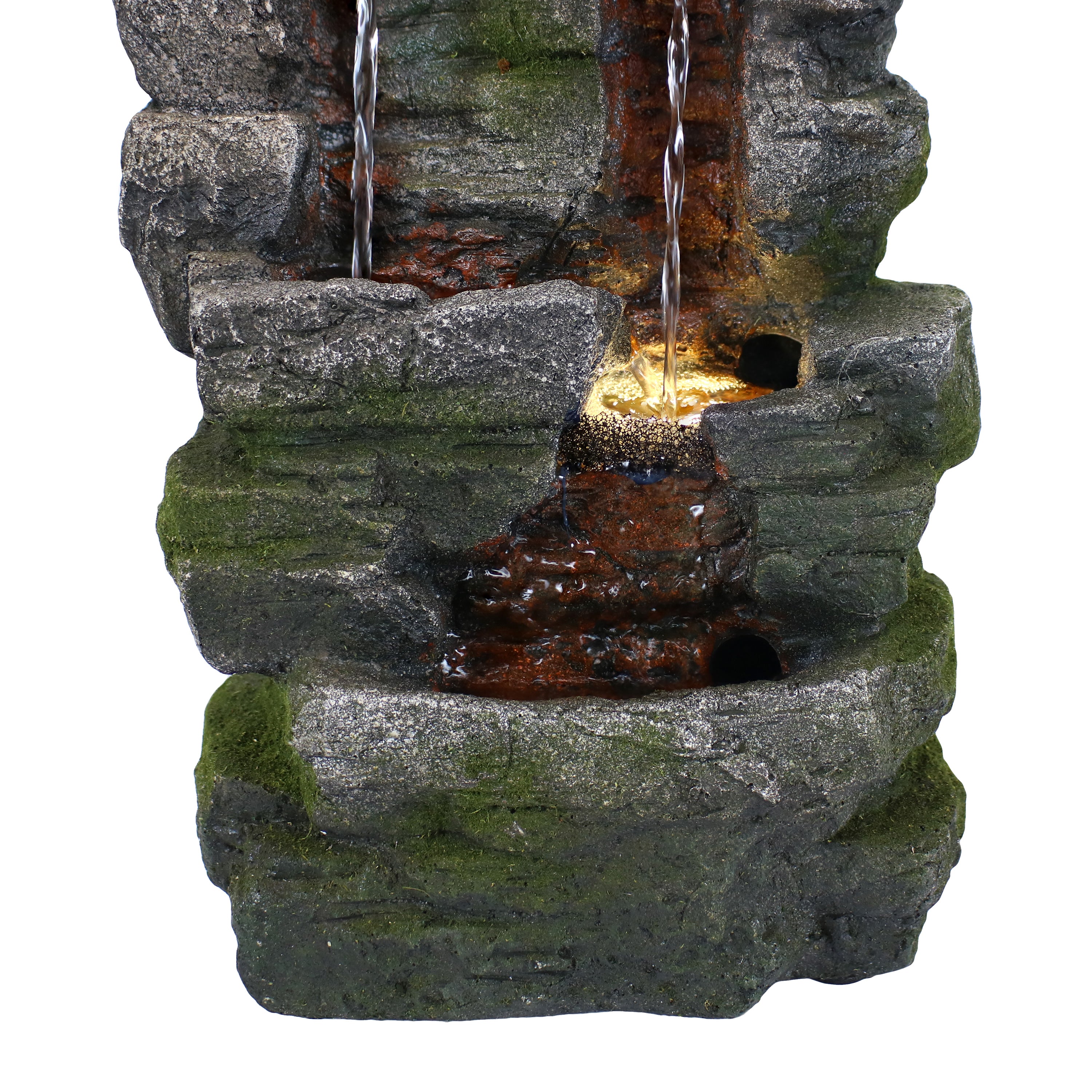 Premium Sunnydaze Towering Cave Waterfall Indoor Tabletop Fountain with LED Lights - Relaxing Zen Decor for Home, Office, or Spa