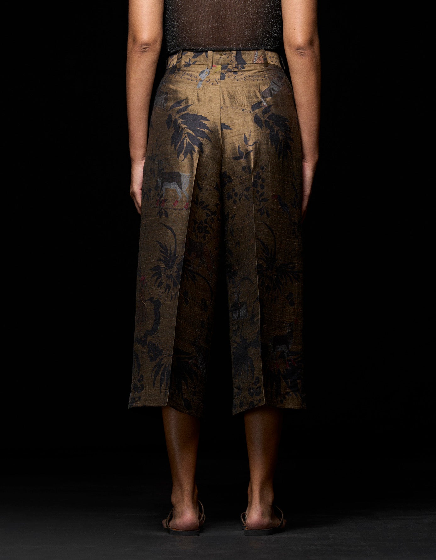 Women's High Waist Cropped Silk Dupion Pants in Beige - Elegant Office Wear & Casual Chic Outfits