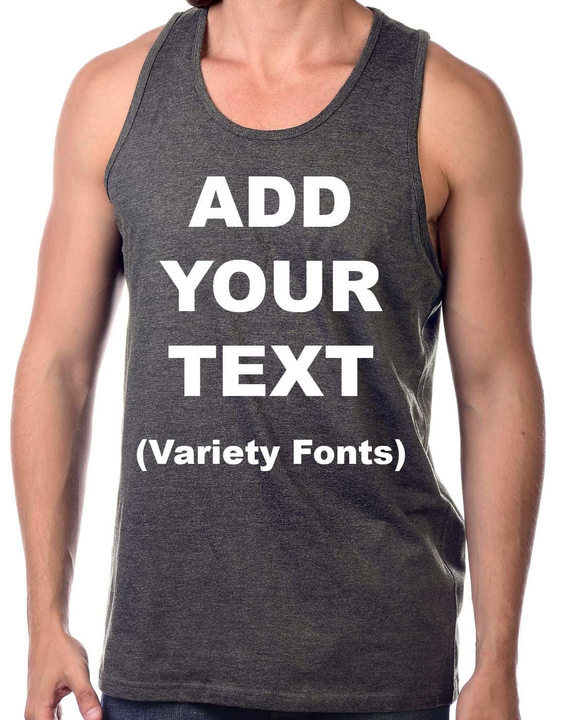 Custom Printed Men's Tank Tops - Ultra Soft Breathable Muscle Shirts for Gym & Summer - Personalized Text/Message Options - Perfect for Workouts, Beach & Casual Wear
