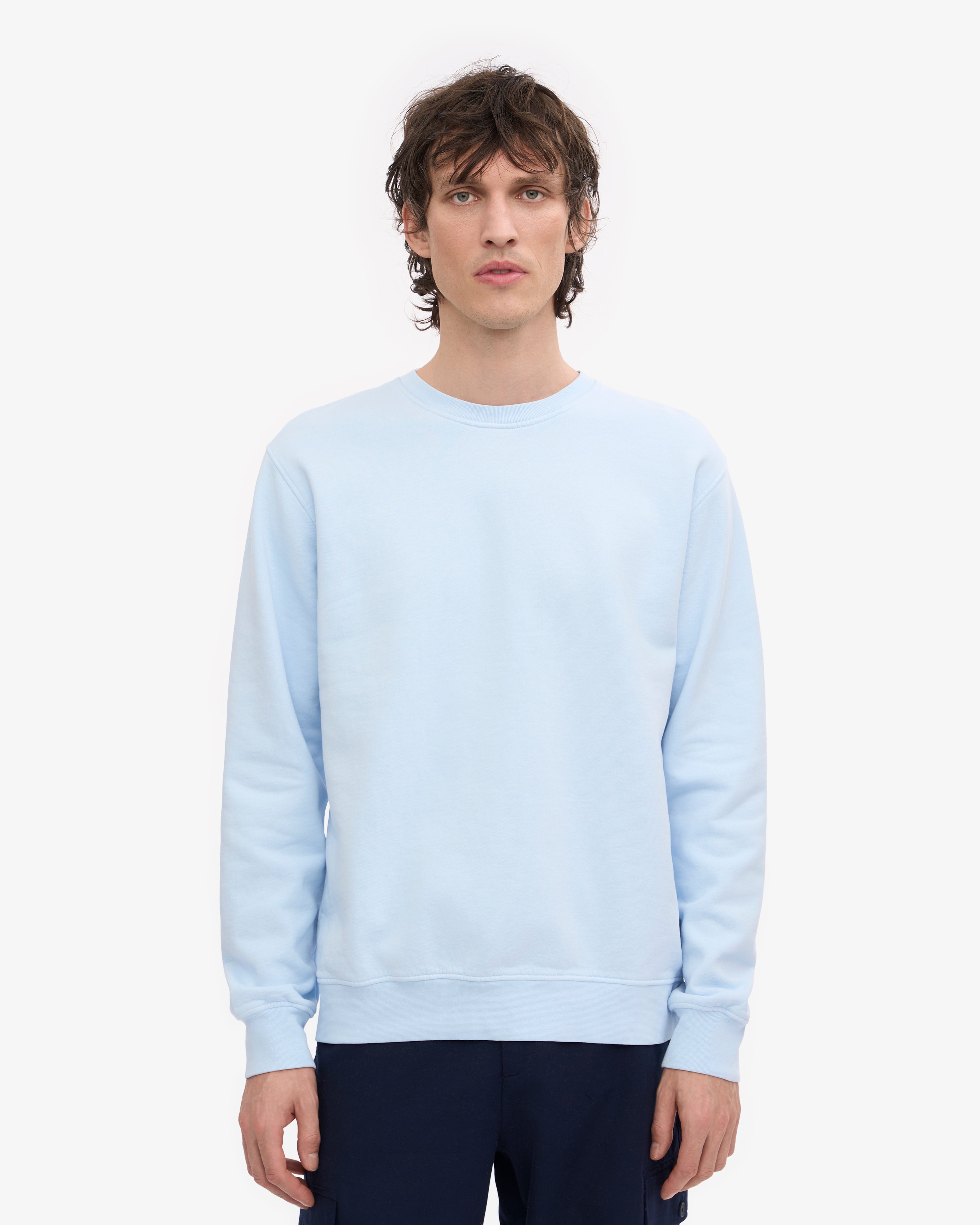 Classic Organic Cotton Crew Neck T-Shirt for Men - Polar Blue - Casual Wear, Everyday Comfort & Street Style Outfit