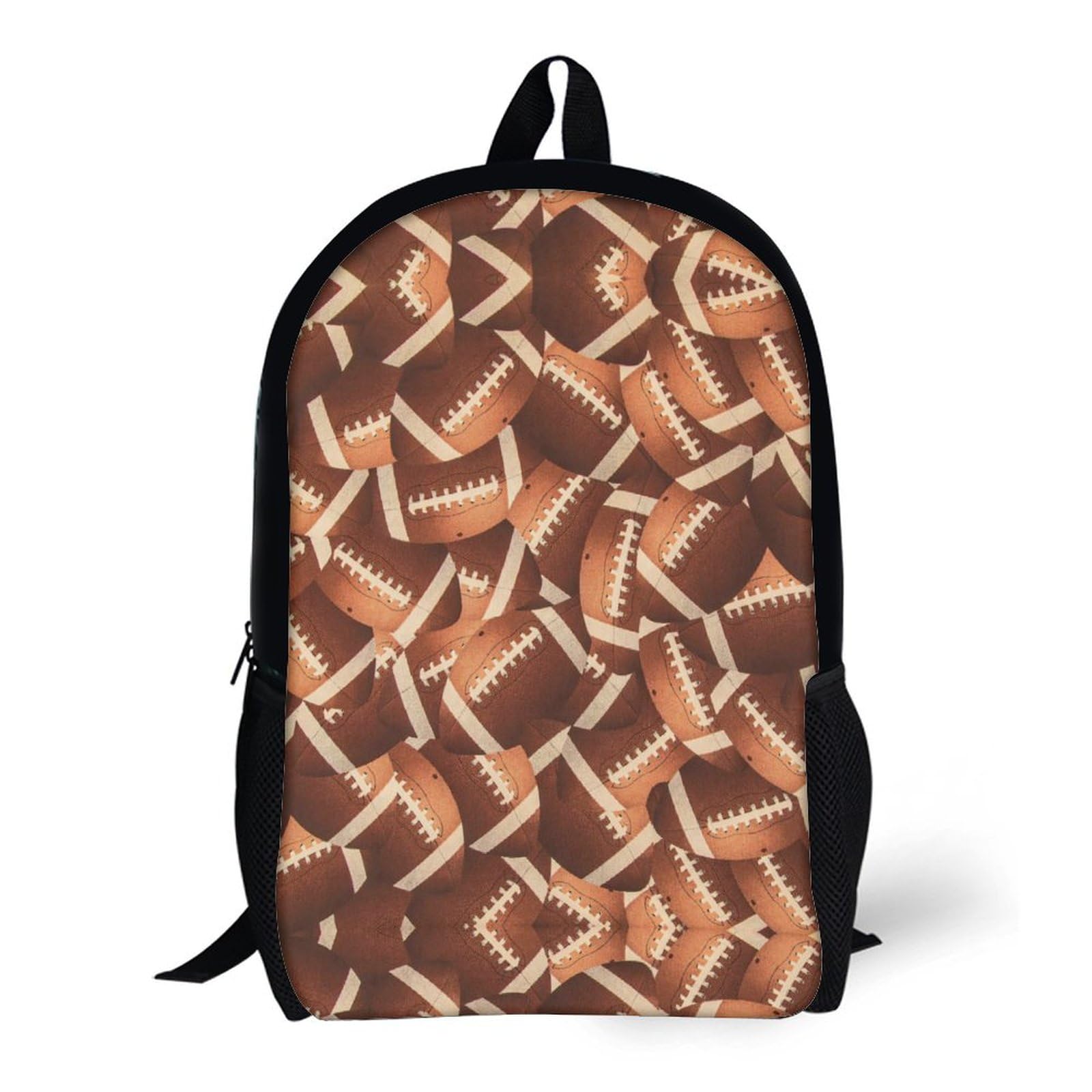 IOEDTHBJ 17 Inch American Football Pattern Backpack - 3D Printed Laptop Bag for School & Travel, Durable Computer Backpack for Men & Women - Perfect for College, Work & Sports Events