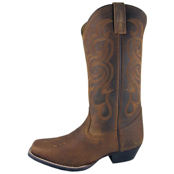 Smoky Mountain Women's Brown Oil Distress Square Toe Boots - Western Cowgirl Ankle Boots for Country Riding, Work & Outdoor Fashion