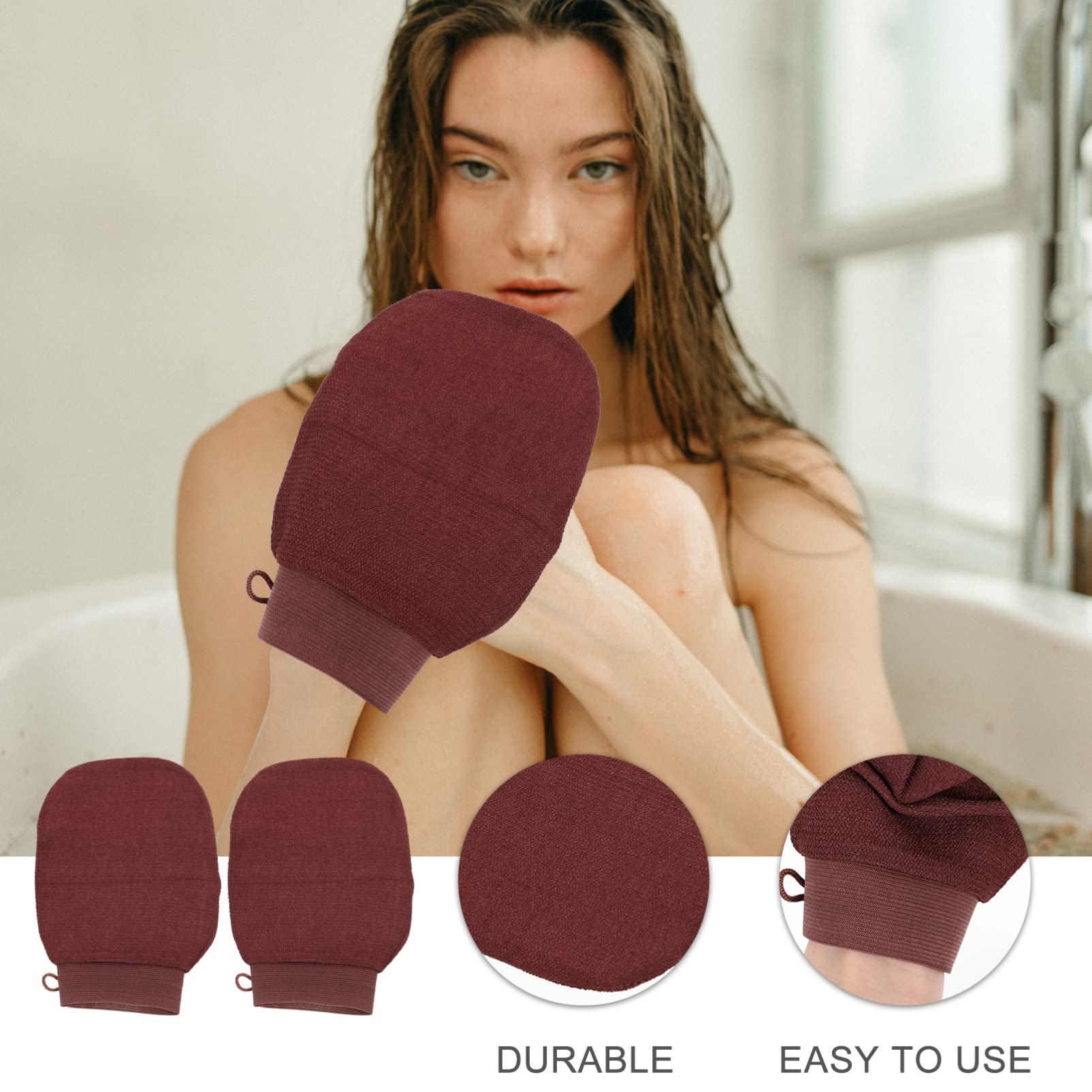 Exfoliating Gloves 2Pcs - Deep Exfoliating Mitt for Soft Skin, Dead Skin Cell Remover, Shower & Bath Body Scrubber - Perfect for Spa, Home Use & Baby Care