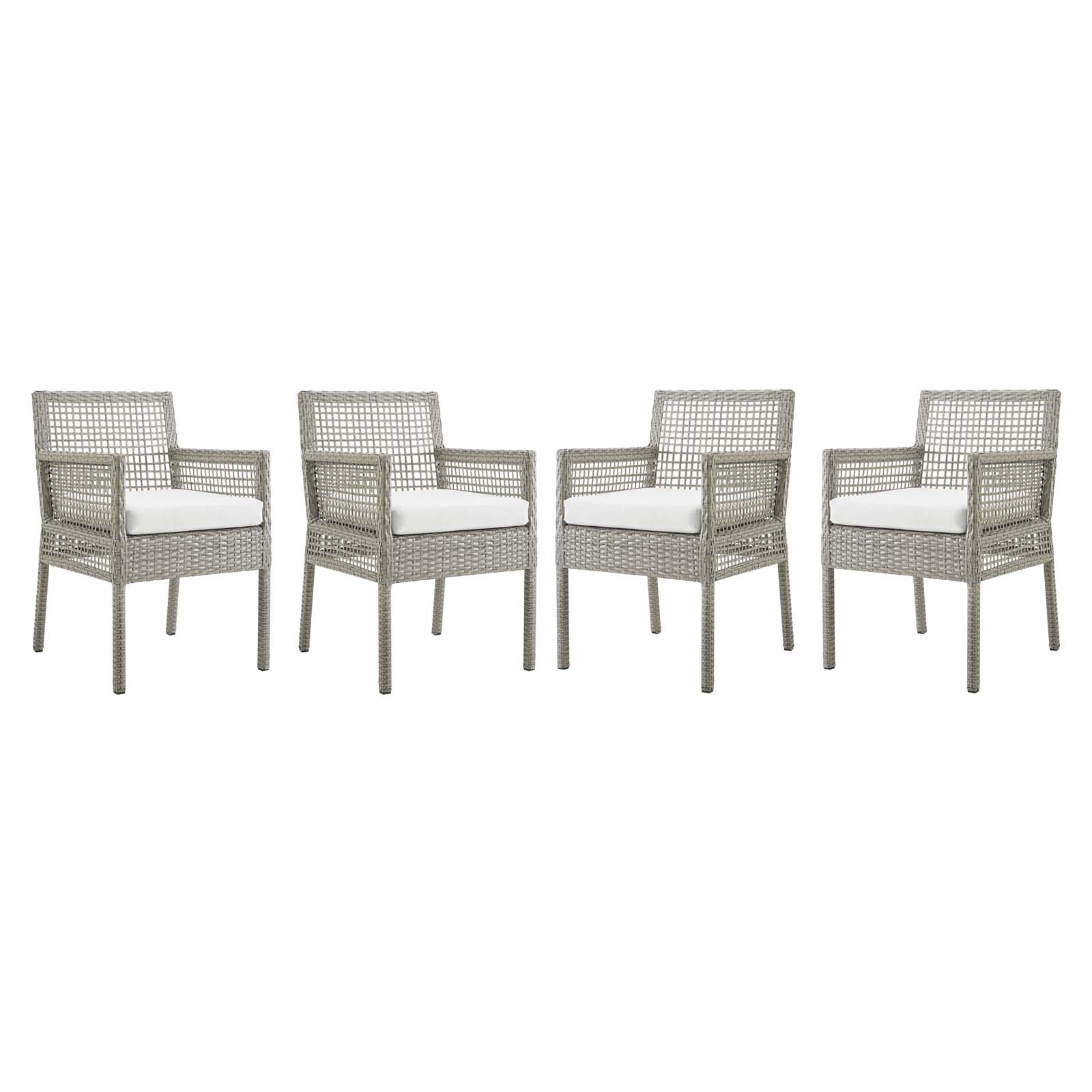Stylish Aura Dining Armchair Set of 4 - Outdoor Patio Wicker Rattan Chairs for Garden, Poolside & Backyard Relaxation