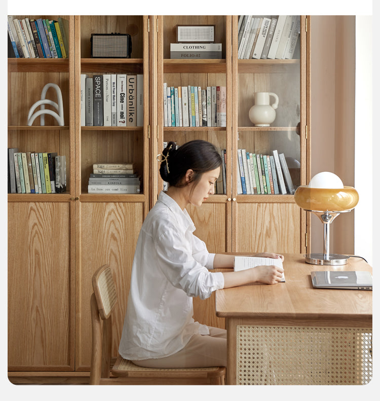 Oak Solid Wood Floor Standing Bookcase - Adjustable Whole Wall Bookshelf for Living Room, Office & Library | Free Combination Design for Custom Storage