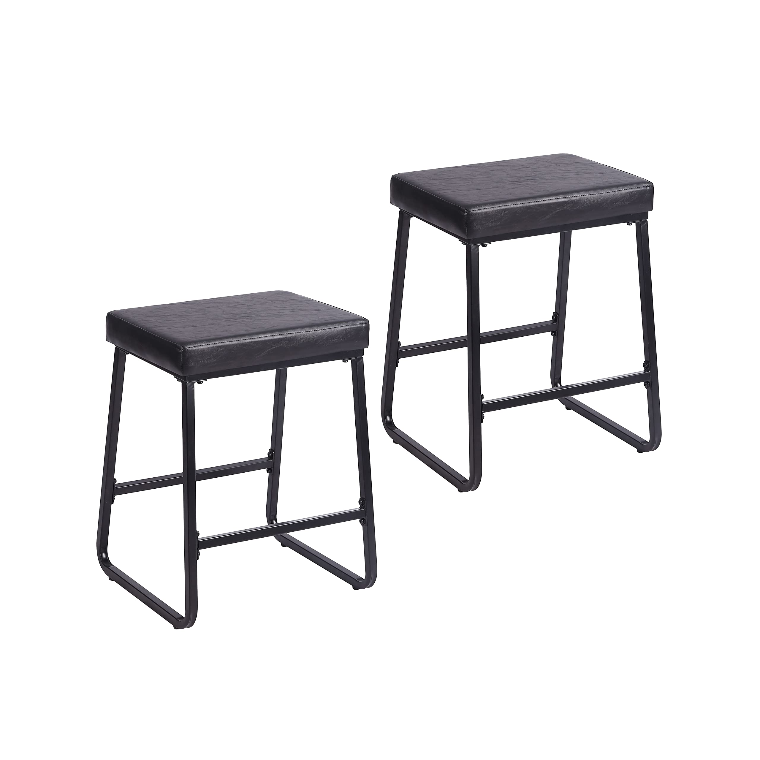 Porthos Home Setia 2-Pack Counter Stools with PU Leather Upholstery & Rust-Resistant Iron Legs - Space-Saving Bar Stools with Footrest for Kitchen Island, Breakfast Bar, and Dining Counter - Modern Home & Restaurant Seating Solution