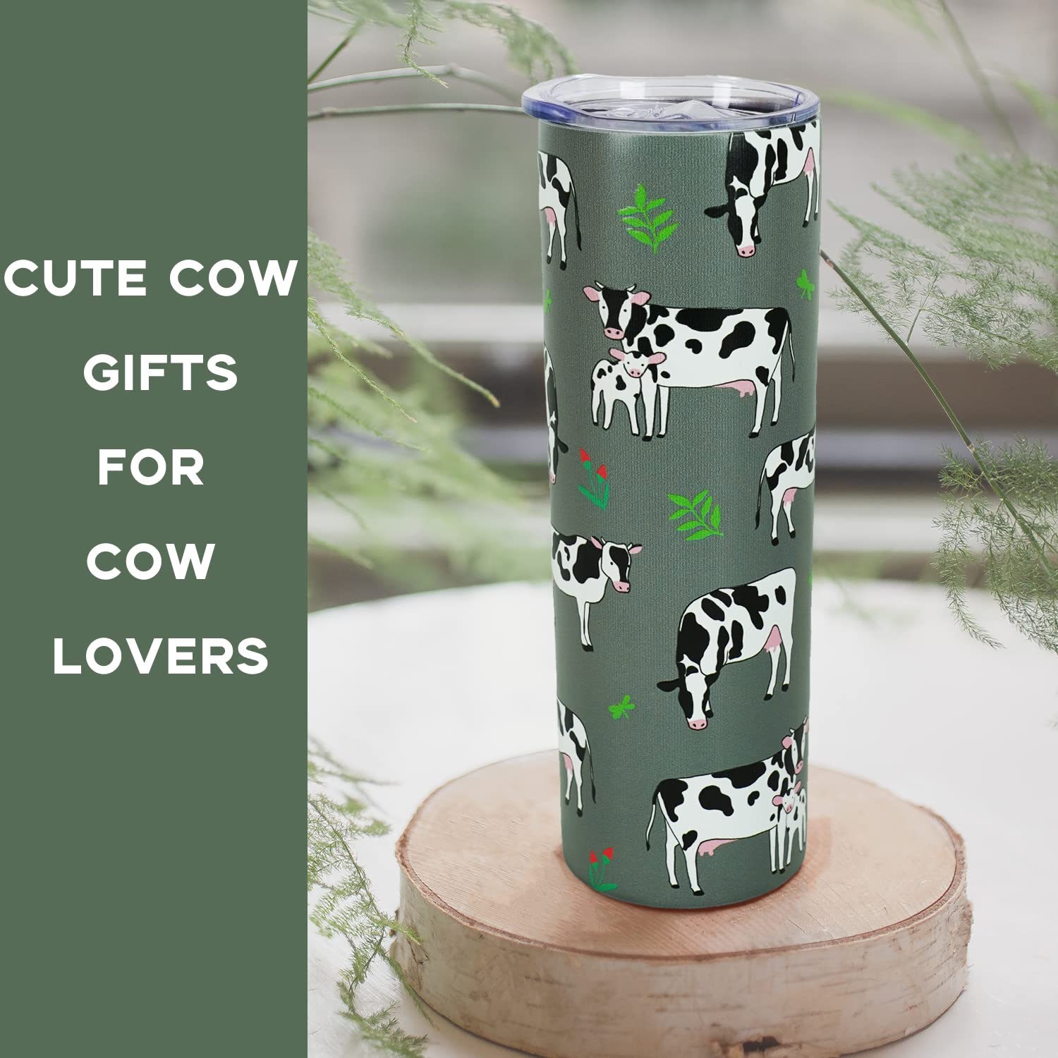 **20oz Insulated Cow Print Tumbler with Lid & Straw - Cute Cow Coffee Cup Travel Mug & Water Bottle - Perfect Birthday Gift for Women, Teen Girls & Girlfriend - Great for Home, Office & Travel**