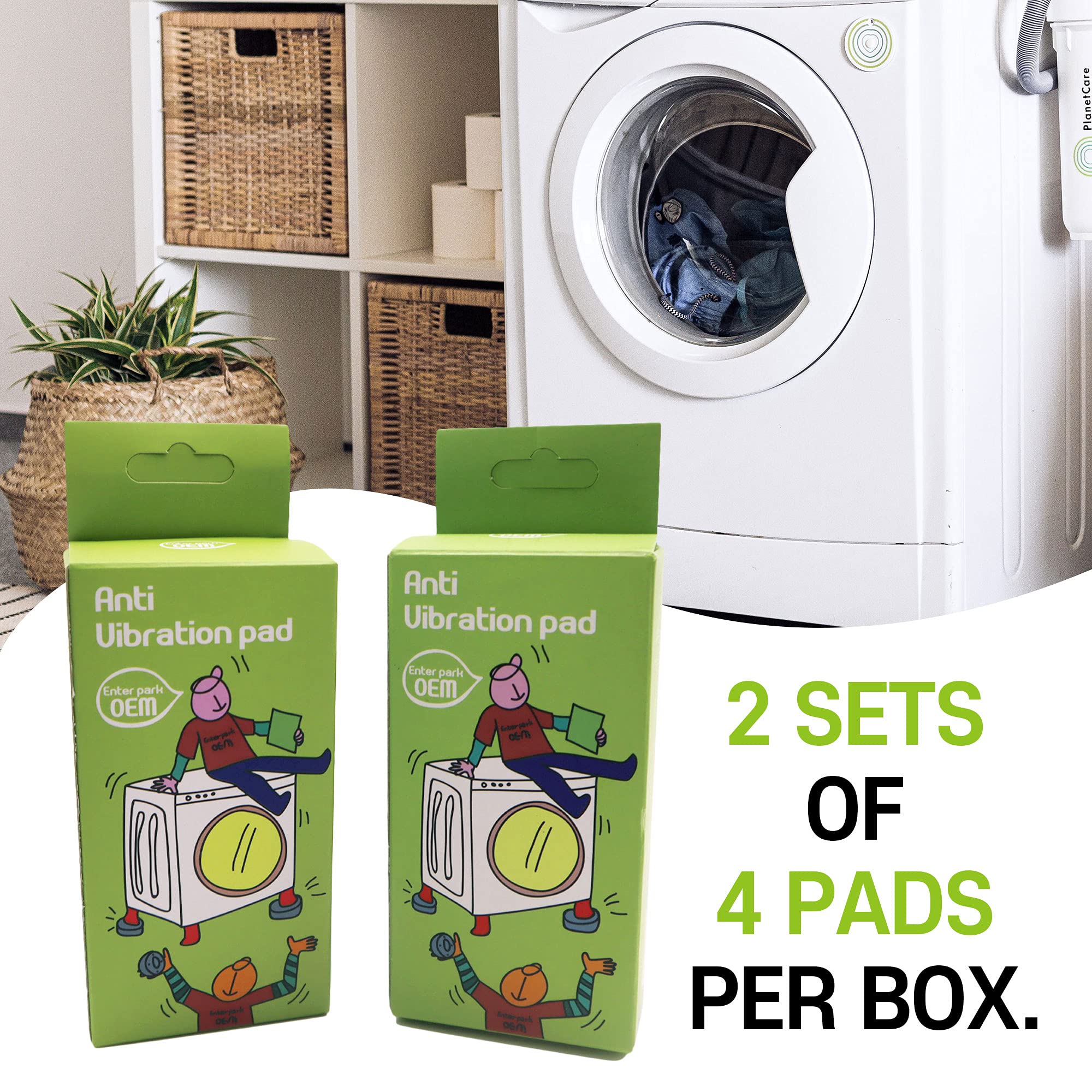 Anti Vibration Pads for Washing Machine - Heavy Duty Noise Reduction & Shock Absorbing Rubber Feet (8 Pack) - Prevent Sliding for Furniture, Appliances & Equipment - Perfect for Home Laundry Room, Basement & Apartment Use