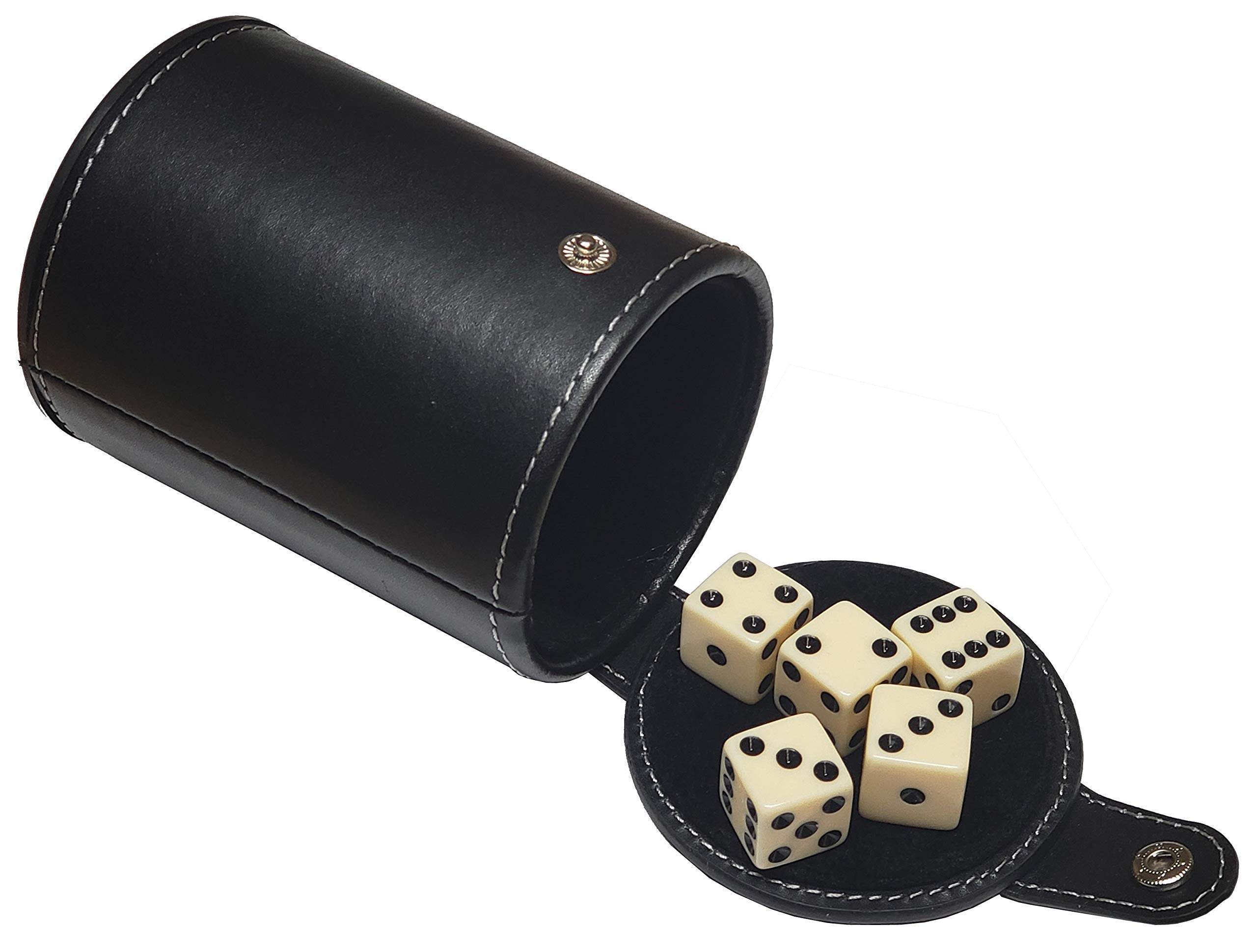 16mm Poker Dice Set with PU Leather Cup - Gift Boxed for Casino Games