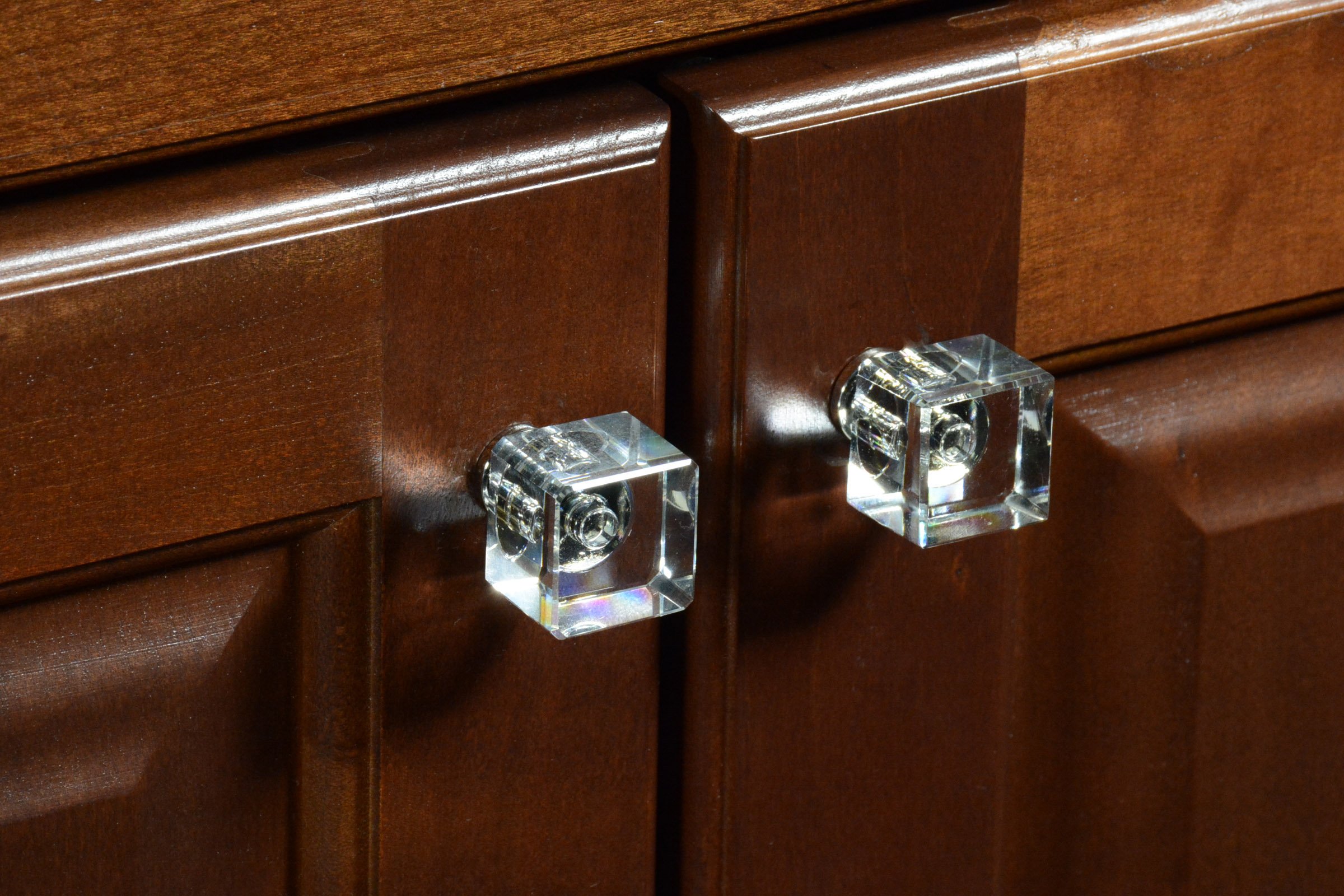CKP #G-80 Premium Clear Glass Cabinet Knobs 1 inch (25mm) with Polished Nickel Base - 10 Pack for Kitchen Cabinets, Dressers & Furniture Hardware Upgrade