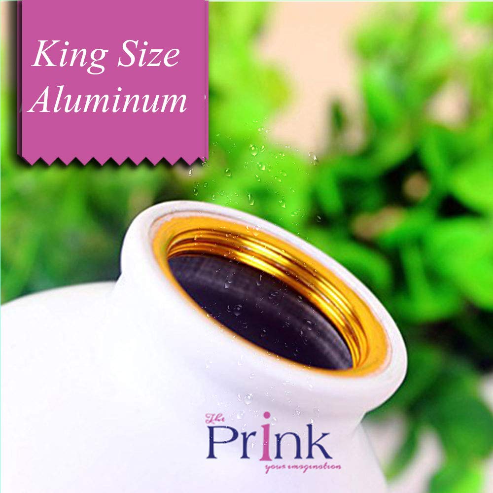 Prink Aluminum Bike Printed Sports Water Bottle for Men - 600ml, White - Perfect for Cycling, Gym, Hiking & Outdoor Activities
