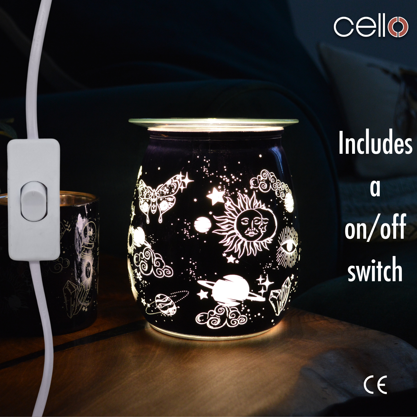 Celestial Electric Wax Warmer - Midnight Blue Aromatherapy Diffuser for Home, Office & Spa Relaxation | Perfect for Essential Oils & Scented Wax Melts