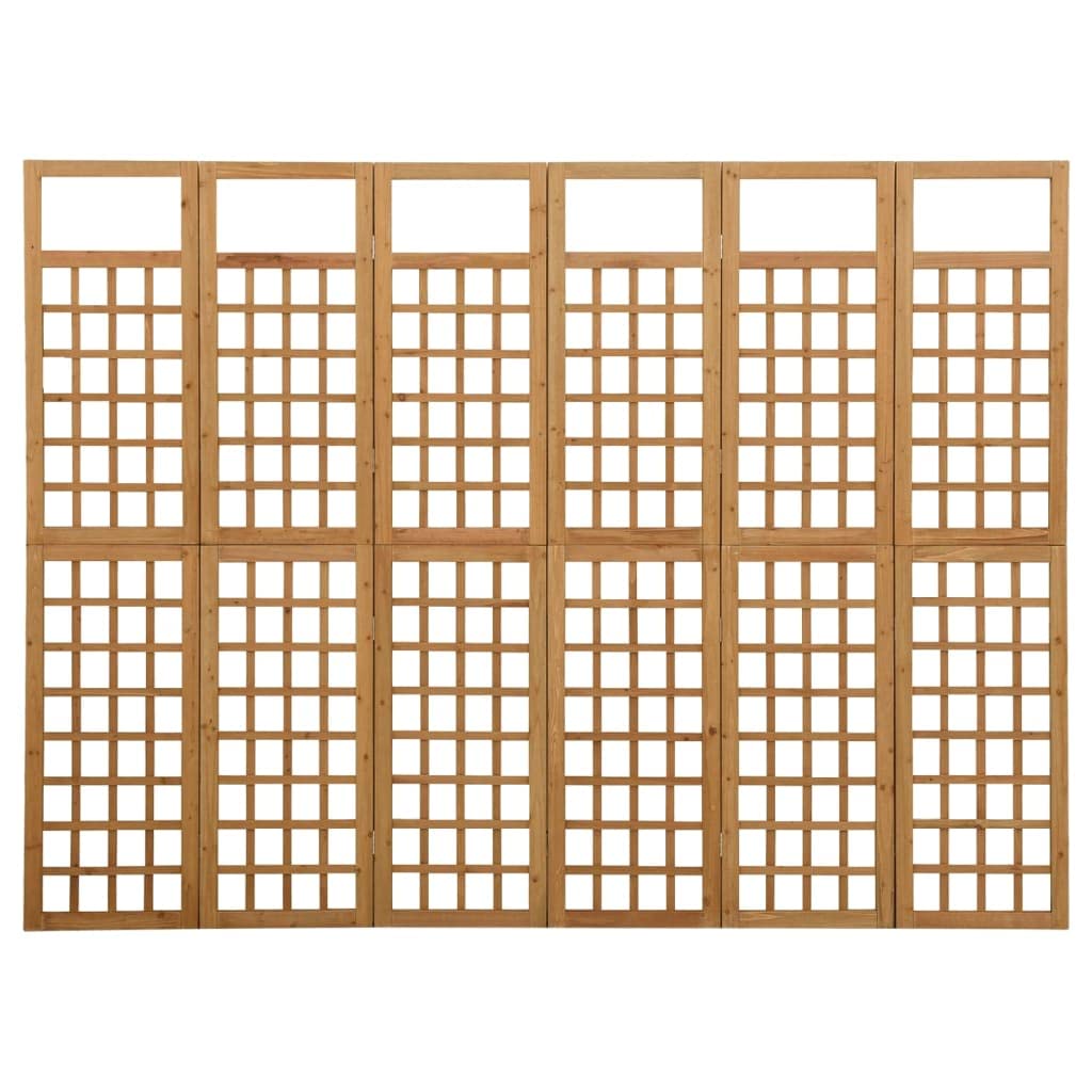 6-Panel Folding Room Divider - Solid Fir Wood Privacy Screen for Indoor & Outdoor Use (95.5