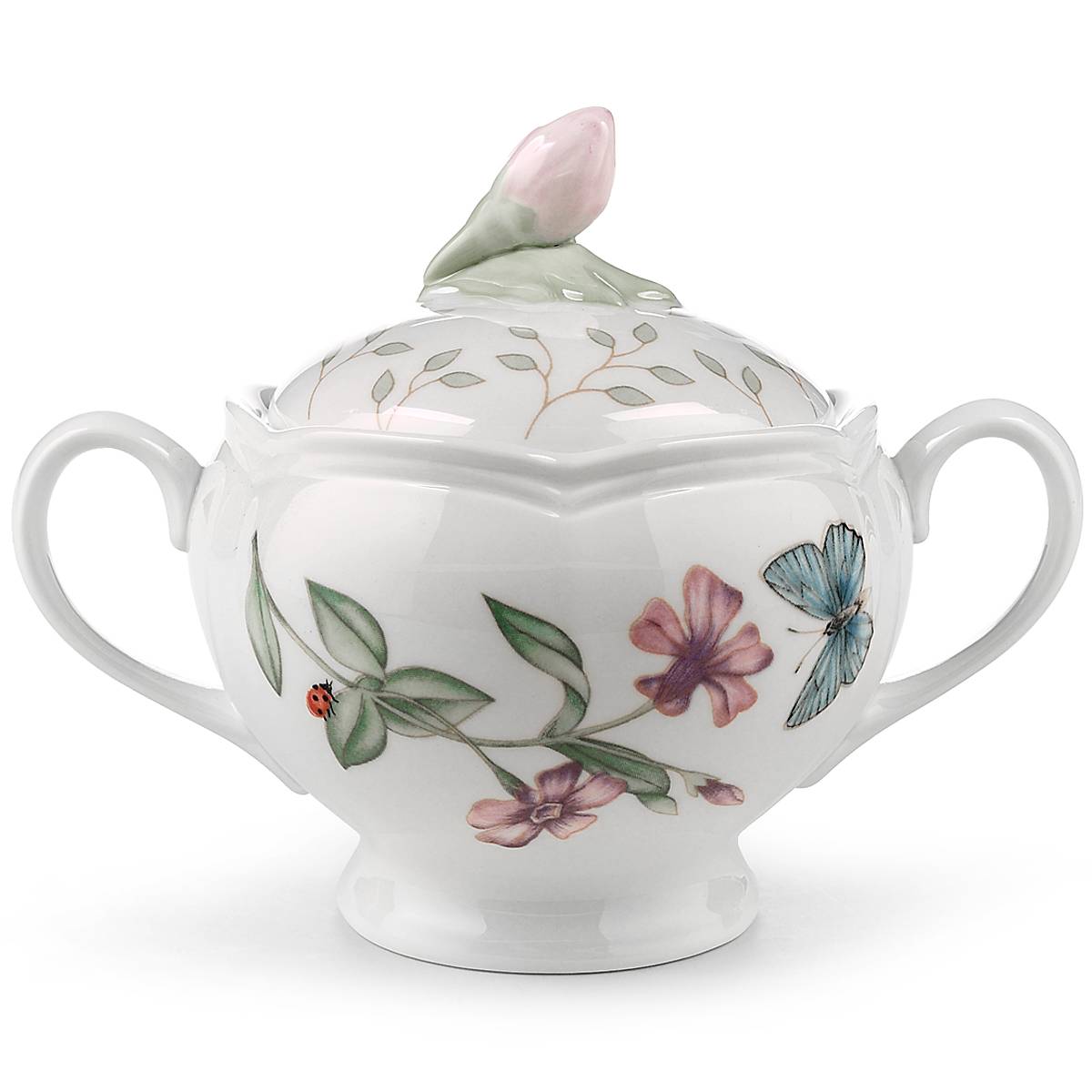 Butterfly Meadow Sugar Bowl - Elegant Porcelain Sugar Container with Lid for Tea, Coffee & Desserts - Perfect for Home, Kitchen & Dining Decor