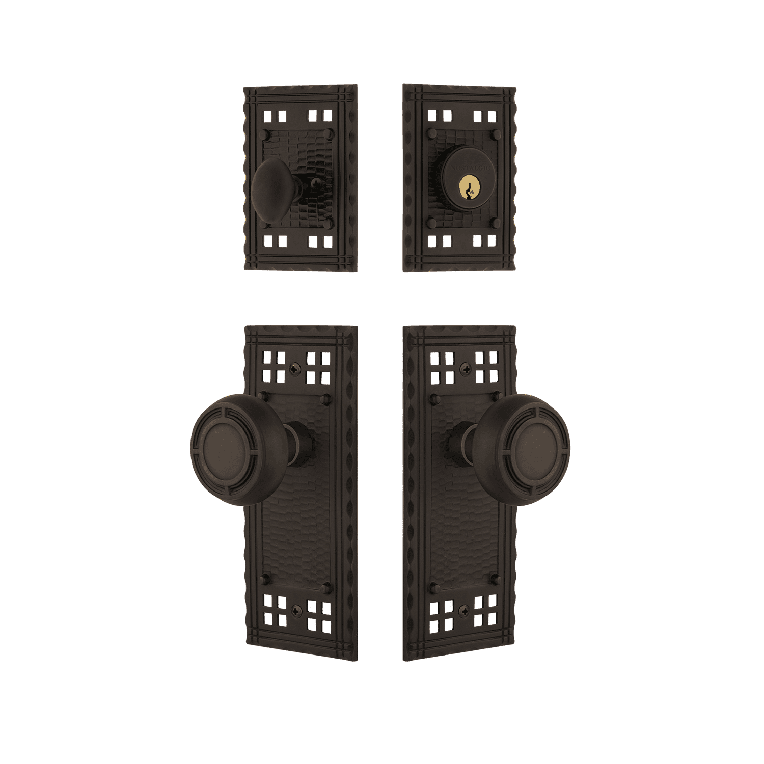Craftsman Entry Door Set with Mission Knob in Oil Rubbed Bronze Finish - Durable & Stylish Front Door Hardware for Home Security & Curb Appeal