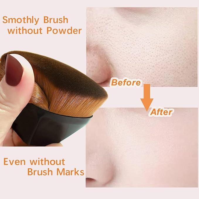 Professional Hexagon Contour Kabuki Makeup Brush Set - Flat Top Foundation Brush for Liquid, Cream & Powder Blending | Vegan Face Makeup Brush with Protective Case | Perfect for Contouring, Highlighting & Everyday Makeup Application