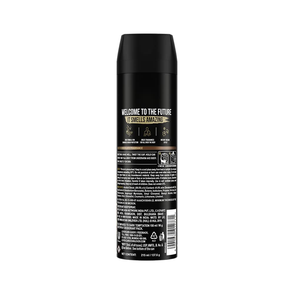 AXE Dark Temptation Men's Deodorant Spray - 7.3oz Long Lasting Body Odor Protection with Irresistible Chocolate Vanilla Scent - Perfect for Gym, Work & Everyday Freshness