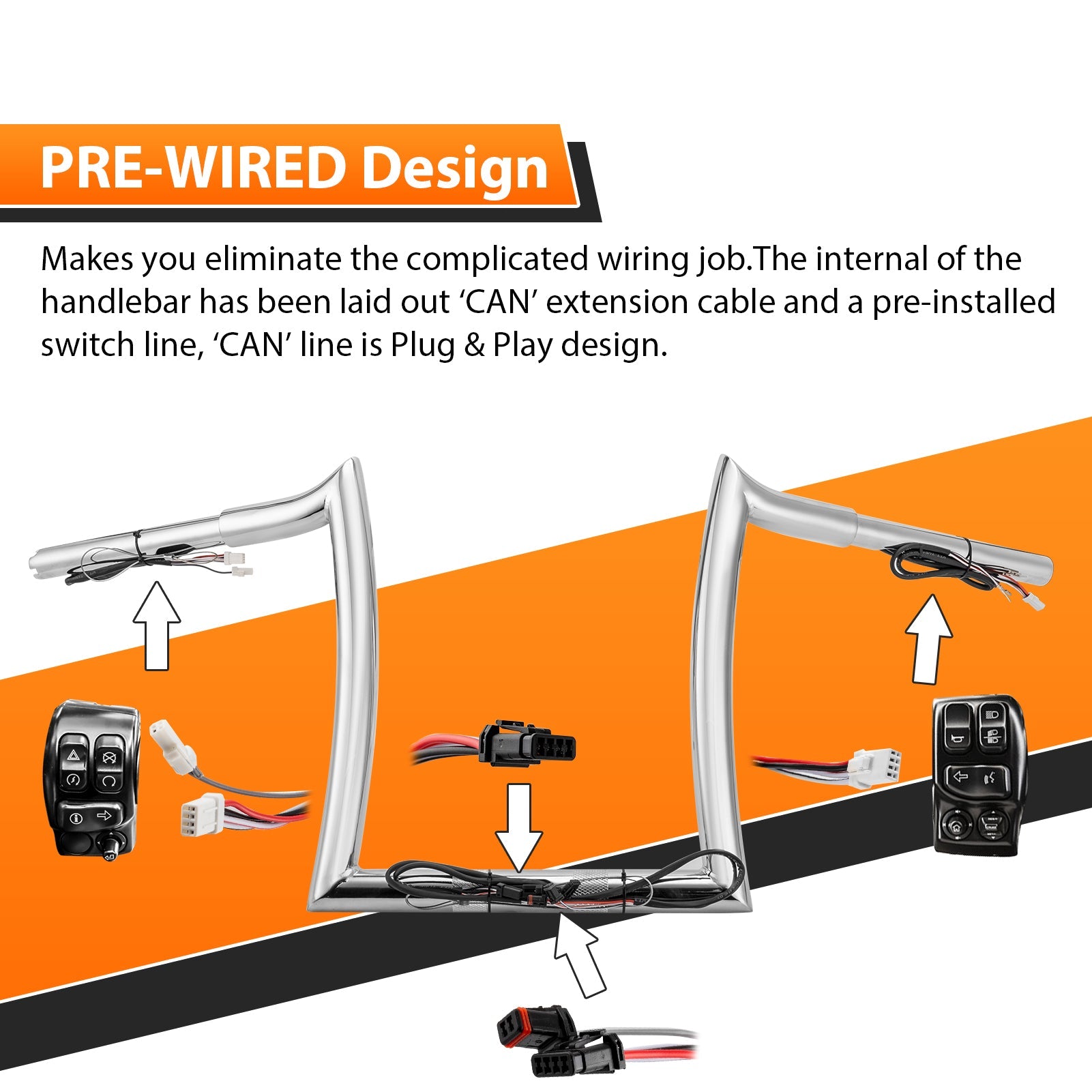 2015-2023 Harley Touring Road Glide Chrome 12 Pre-Wired Handlebar Bagger Sharp Bar - Upgrade for Comfort & Style on Long Rides