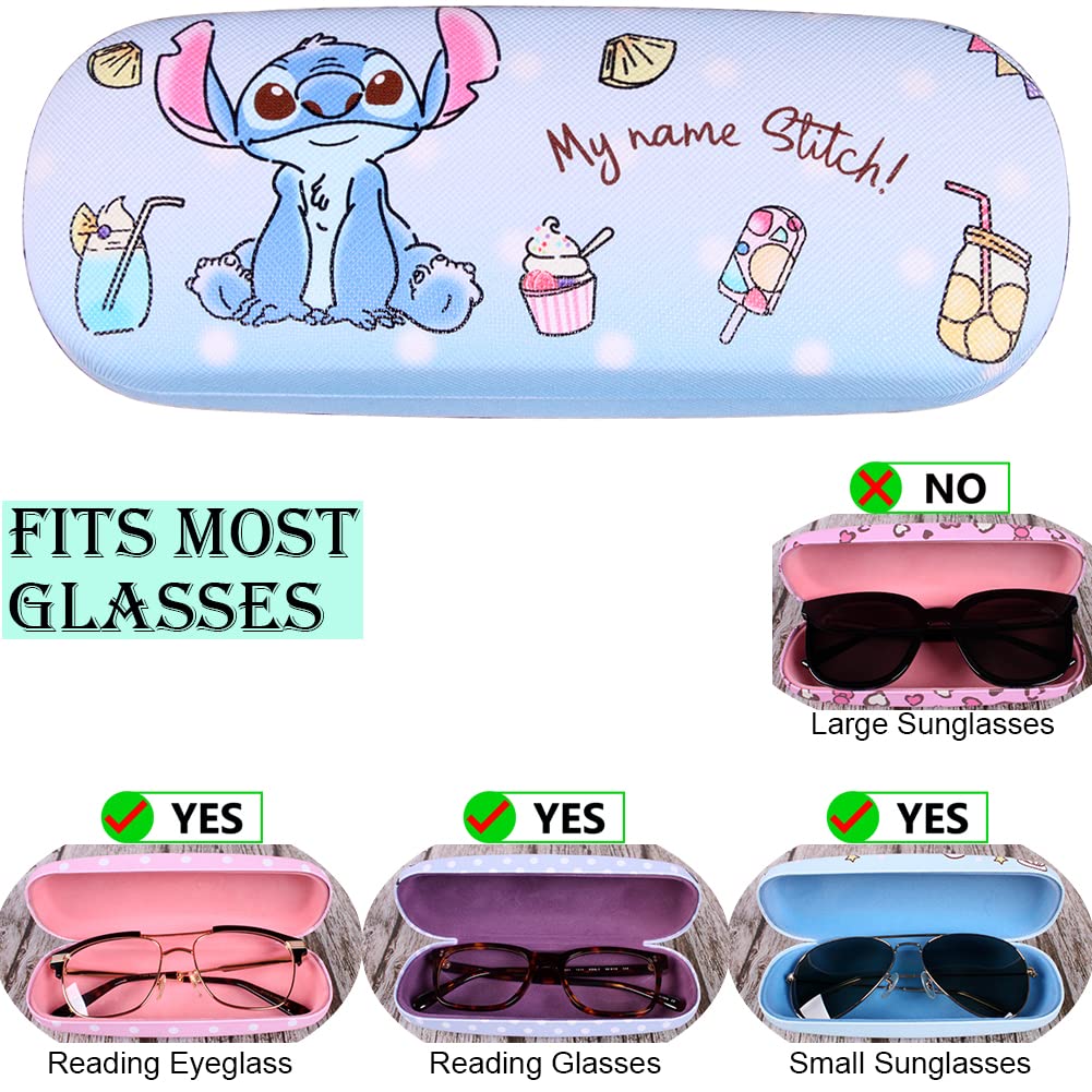 Cute Cartoon Hard Shell Eyeglass Case with Cleaning Cloth & Strap - Protective Eyewear Storage Box for Women Teens - Perfect for School, Travel, and Daily Use