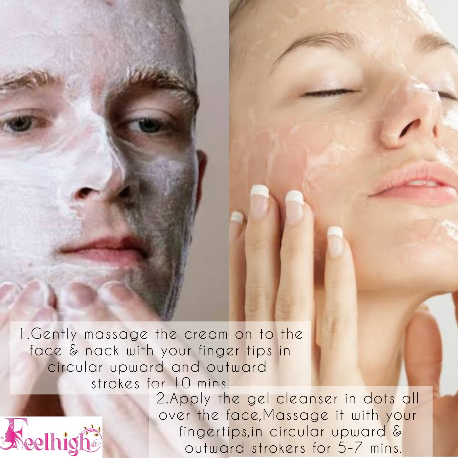 FeelHigh Almond Oil & Cucumber Enriched Face & Body Cream with Skin Purifying Gel - 2-Piece Skincare Set for Hydration & Brightening - Perfect for Daily Moisturizing & Spa Nights