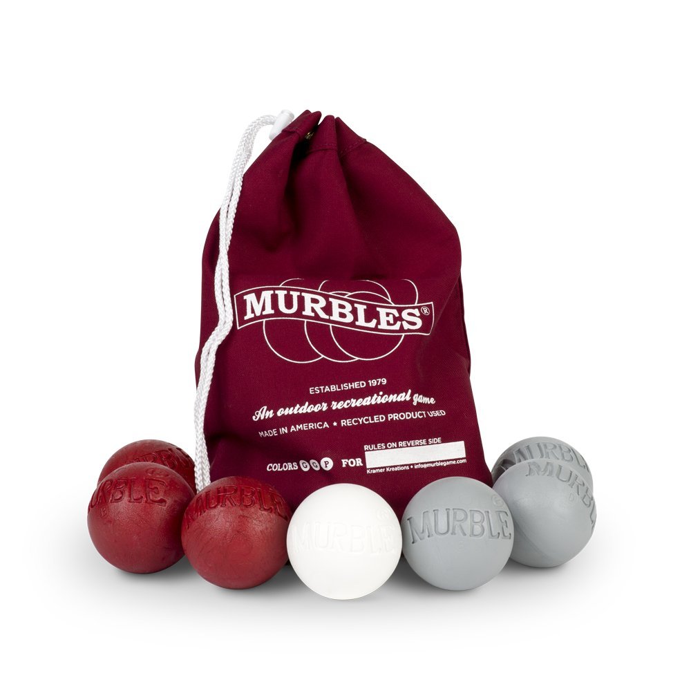 Murble Game Set - 7 Balls for 2 Players (Dark Red & Gray, 3