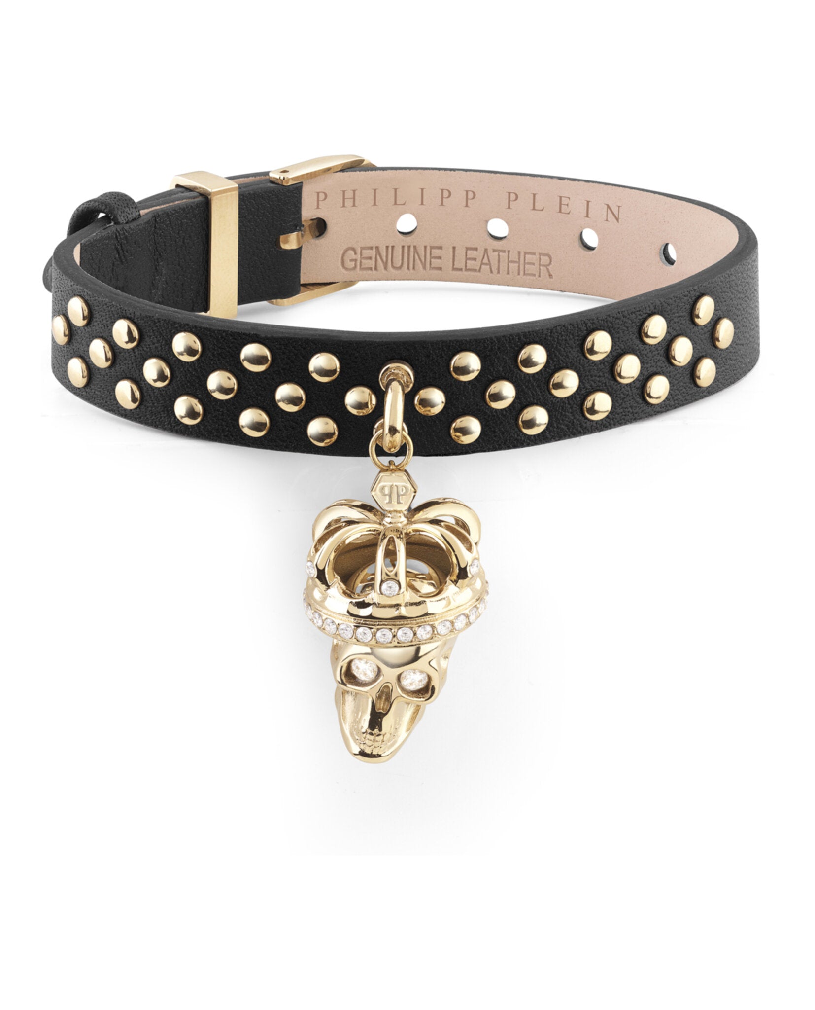 Skull Crown Crystal Calf Leather Bracelet for Men - Gothic Punk Rock Jewelry for Parties & Fashion Accessories