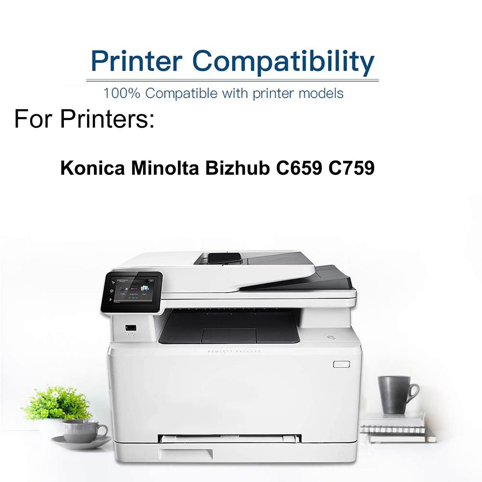 8-Pack (2BK+2C+2Y+2M) High Yield TN-713 Compatible Toner Cartridge for Konica Minolta Bizhub C659 C759 Printers - Ideal for Office & High-Volume Printing Needs