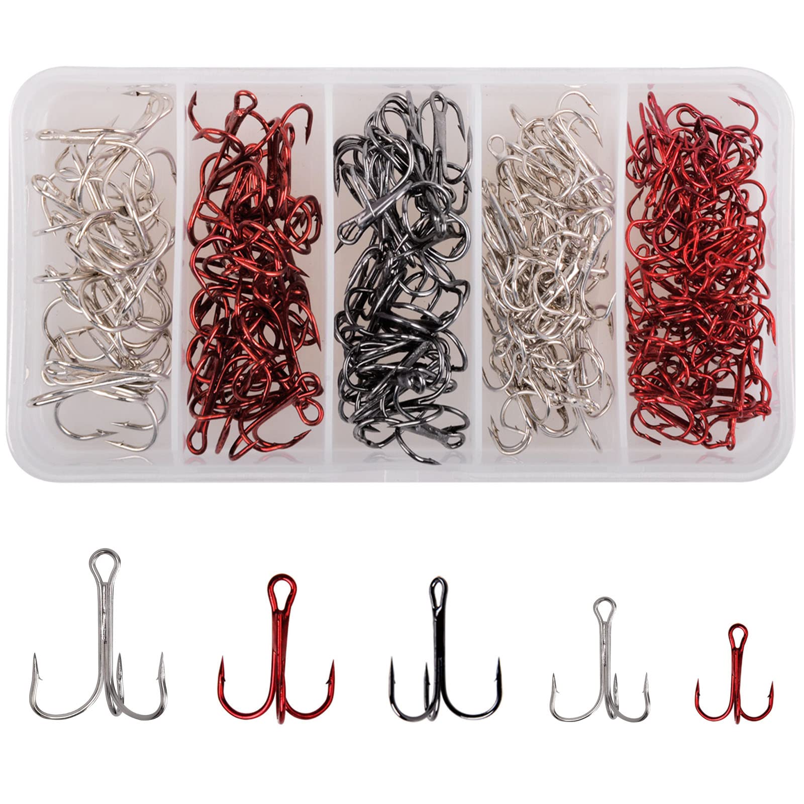 JSHANMEI High Carbon Steel Fishing Treble Hooks Kit - Ultra Sharp Round Bend Hooks for Hard Bait Lures | Saltwater & Freshwater Fishing | Perfect for Bass, Trout, and Walleye Angling