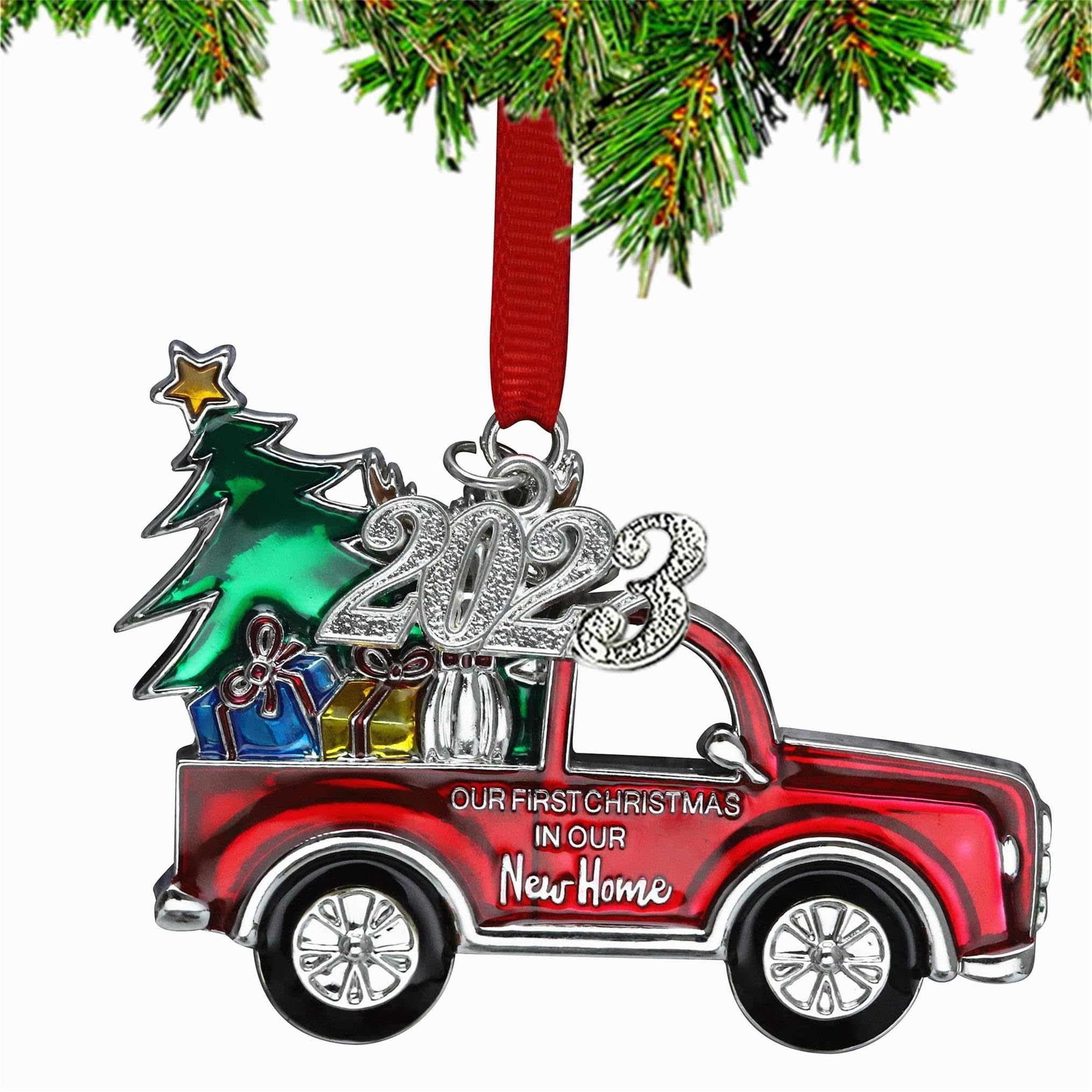 2024 Our First Christmas in Our New Home Metal Ornament - Housewarming Gift for New Homeowners, First House Christmas Tree Decoration - Perfect for Holiday Decor & New Home Celebrations