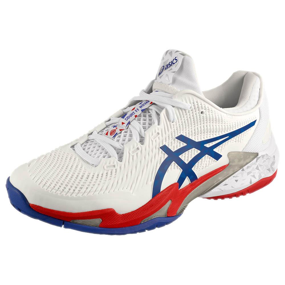 ASICS Men's Court FF 3 Novak Tennis Shoes - White/ASICS Blue - Lightweight Performance Tennis Footwear for Competitive Play & Court Training