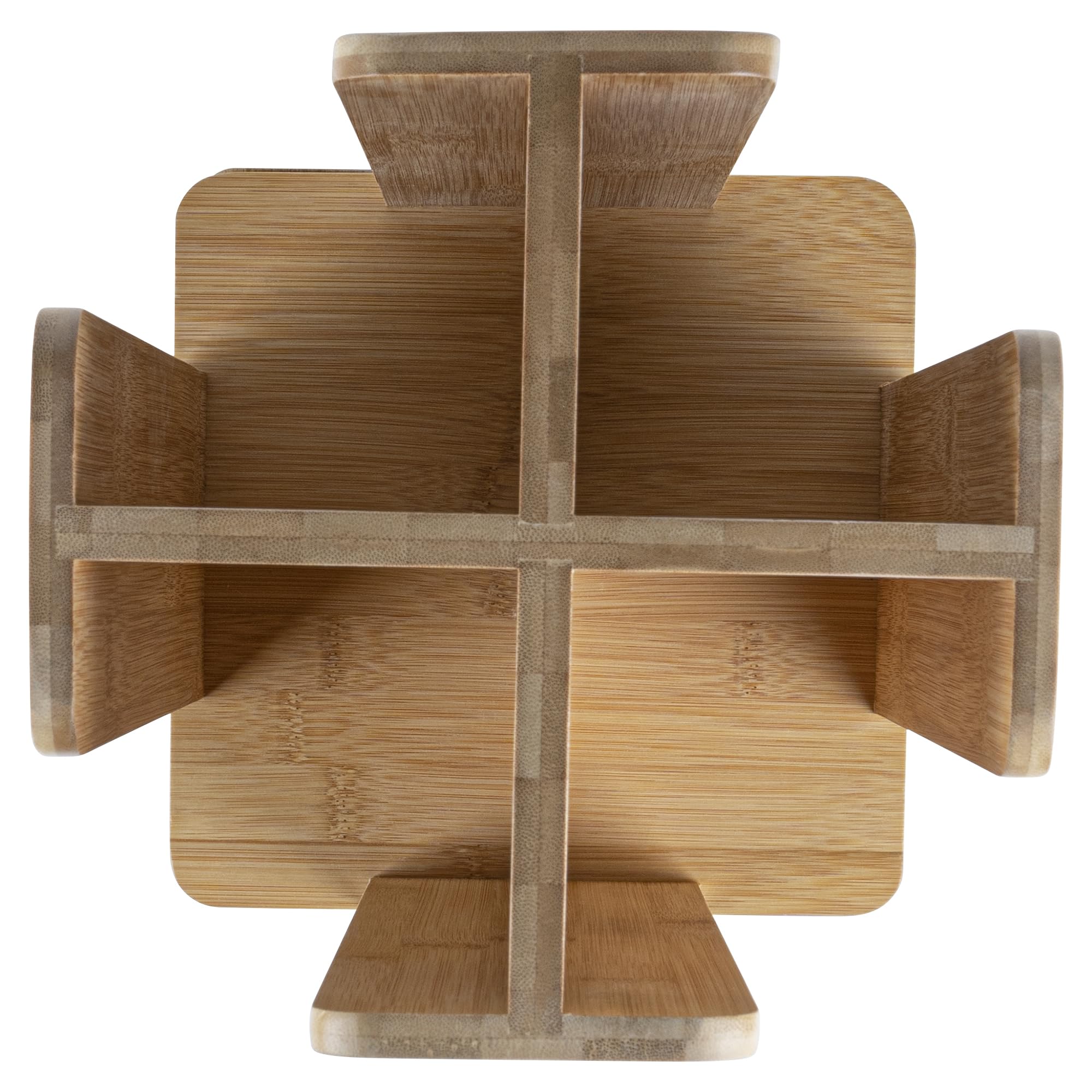Restaurantware Restpresso 9 x 18 Inch Coffee Cup and Lid Organizer - 4-Section Revolving Bamboo Cup Holder for Restaurants, Homes & Offices | Space-Saving Countertop Solution for Coffee Shops, Break Rooms & Cafés
