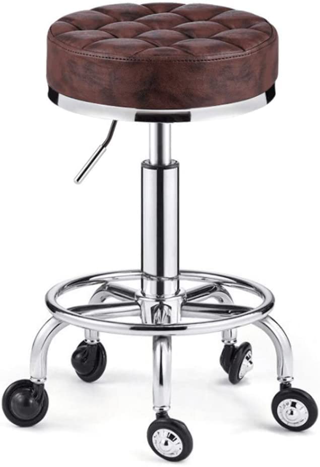 Adjustable Hydraulic Rolling Swivel Stool Chair - 70cm Height Salon, Tattoo, Massage, Spa, Kitchen, Bar & Office Stool - PU Leather Upholstery (Black) - Perfect for Hairdressers, Tattoo Artists, Therapists & Home Use