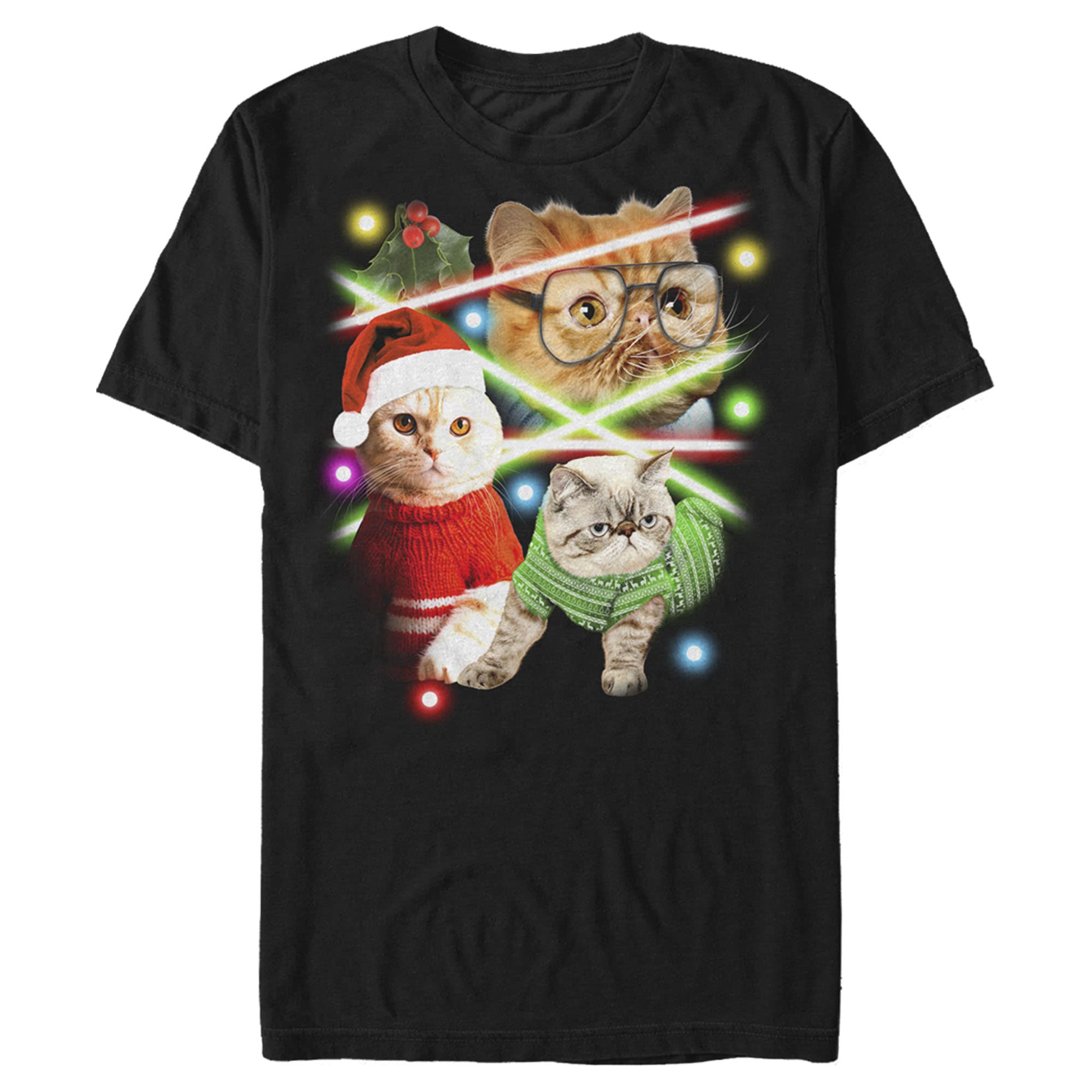 Men's Lost Gods Laser Cats Graphic T-Shirt - Cool Vintage Style Cotton Tee for Casual Wear, Street Fashion & Gifts